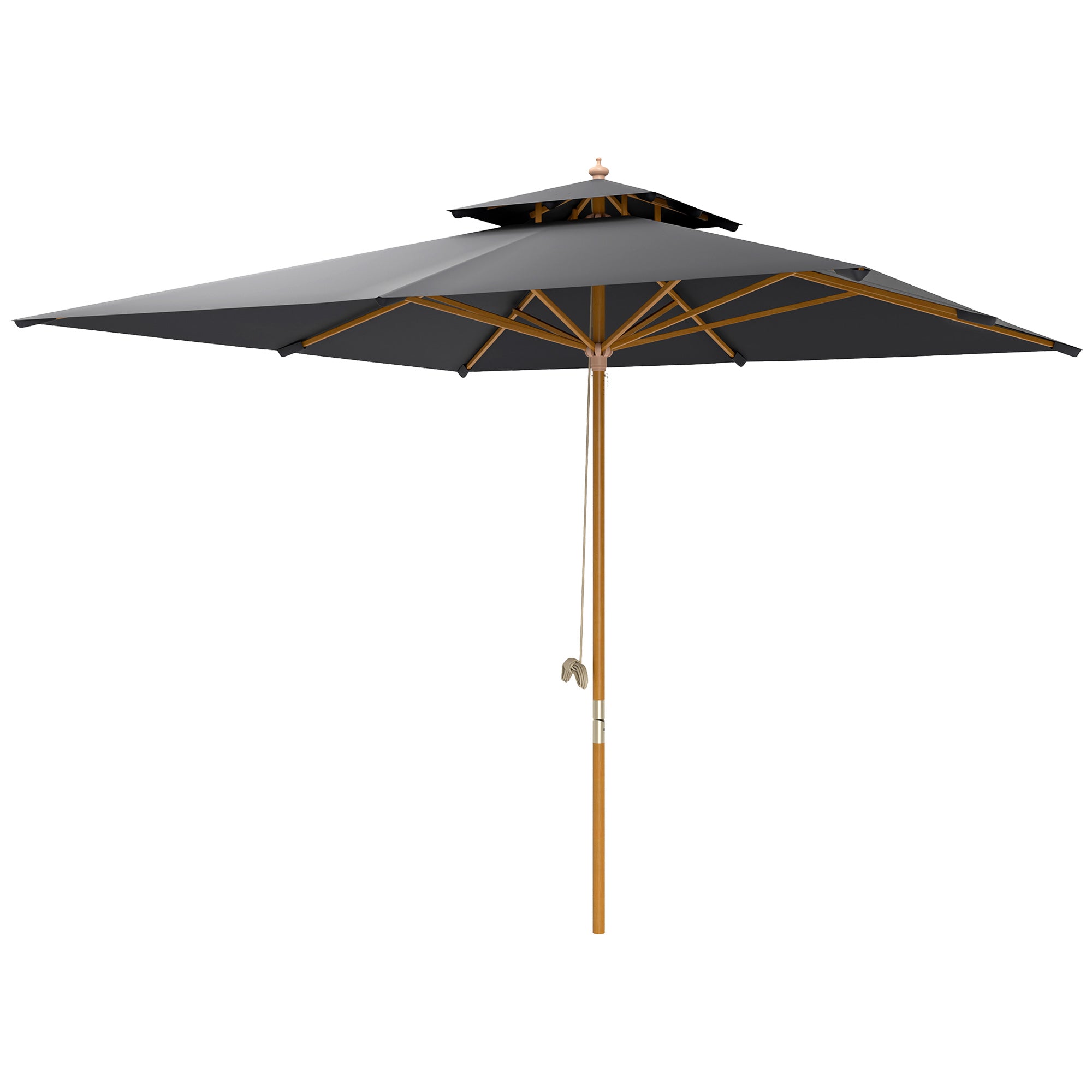 Outsunny 3 m Square Canopy Parasol - Black - North Peak Garden Furniture