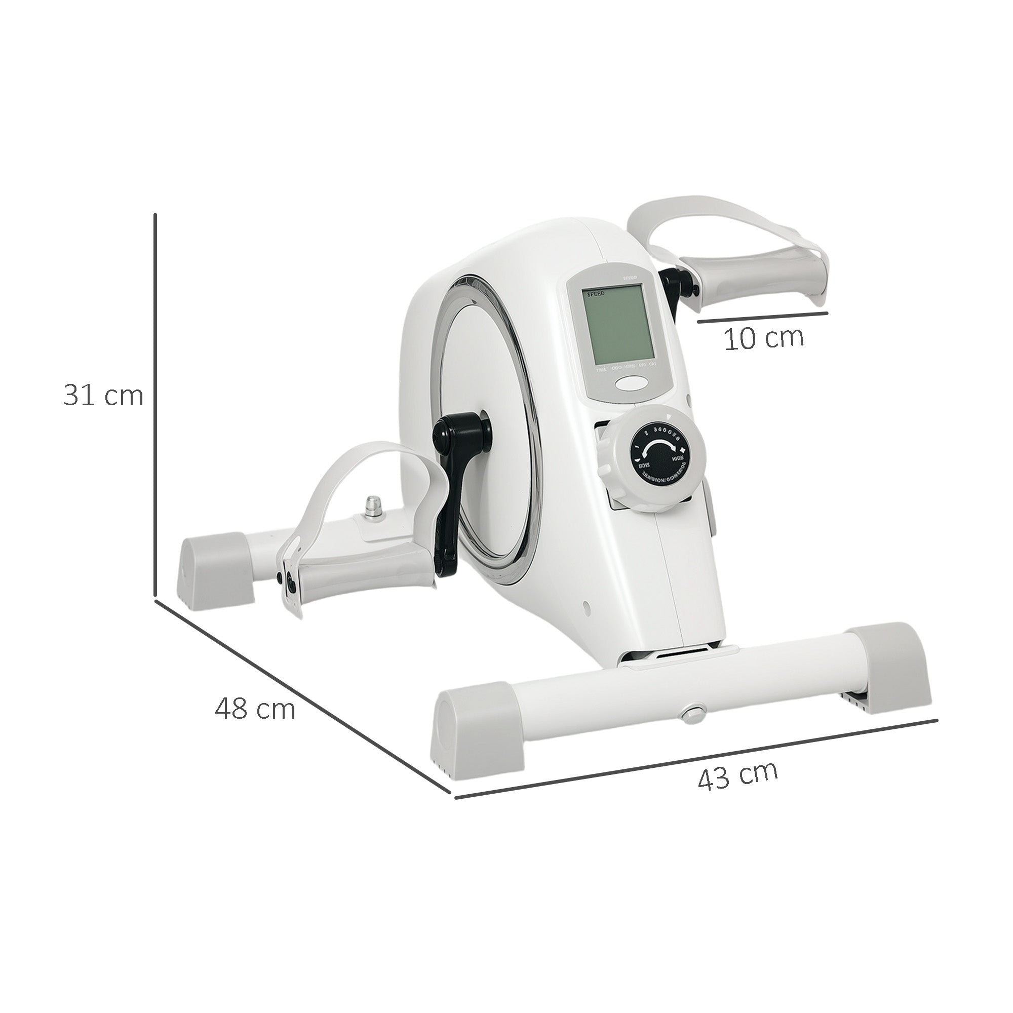 SPORTNOW Mini Exercise Bike, Sit Down Pedal Exerciser with 8-Level Quiet Magnetic Resistance and LCD Display, Portable Under Desk Bike for Arm and Leg Home Gym Office Workout, White - North Peak Garden Furniture