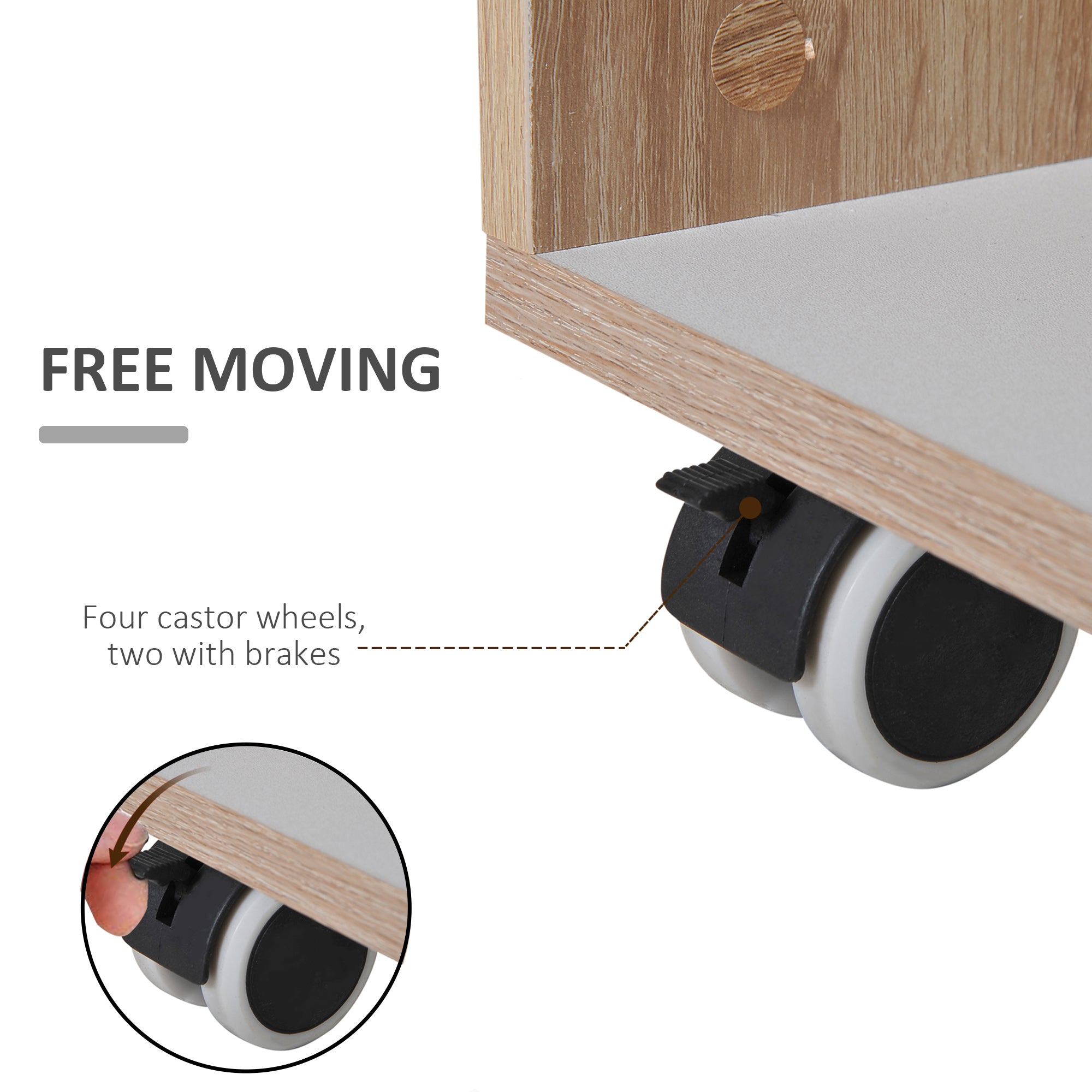 HOMCOM Kitchen Storage Trolley Cart Cupboard Rolling Island Shelves Cabinet With Door and Drawer Locking Wheels - North Peak Garden Furniture