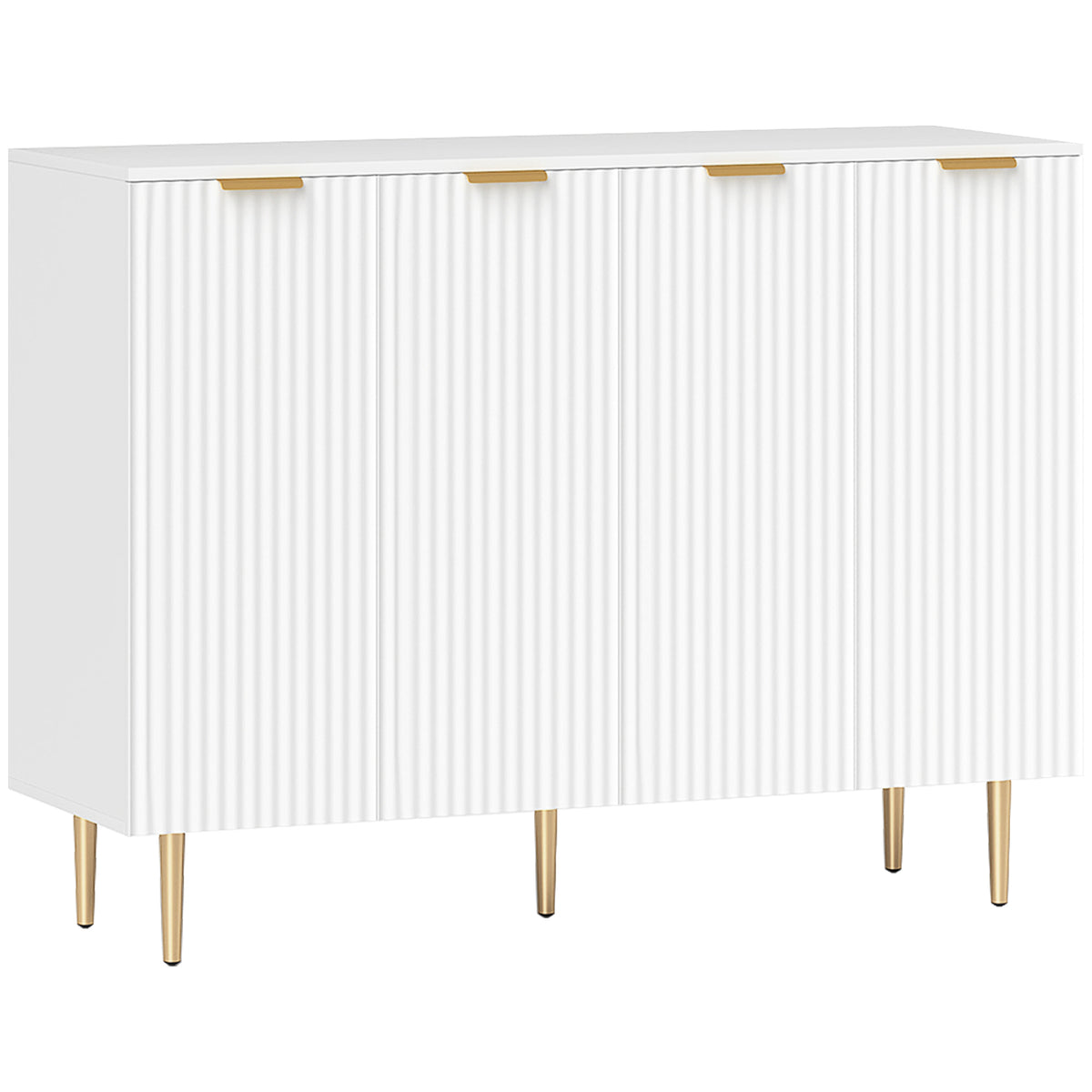 HOMCOM Sideboard Buffet Cabinet, Modern Kitchen Storage Cabinet with 4 Doors and Adjustable Shelves, Living Room Cabinet with Metal Legs for Hallway, White
