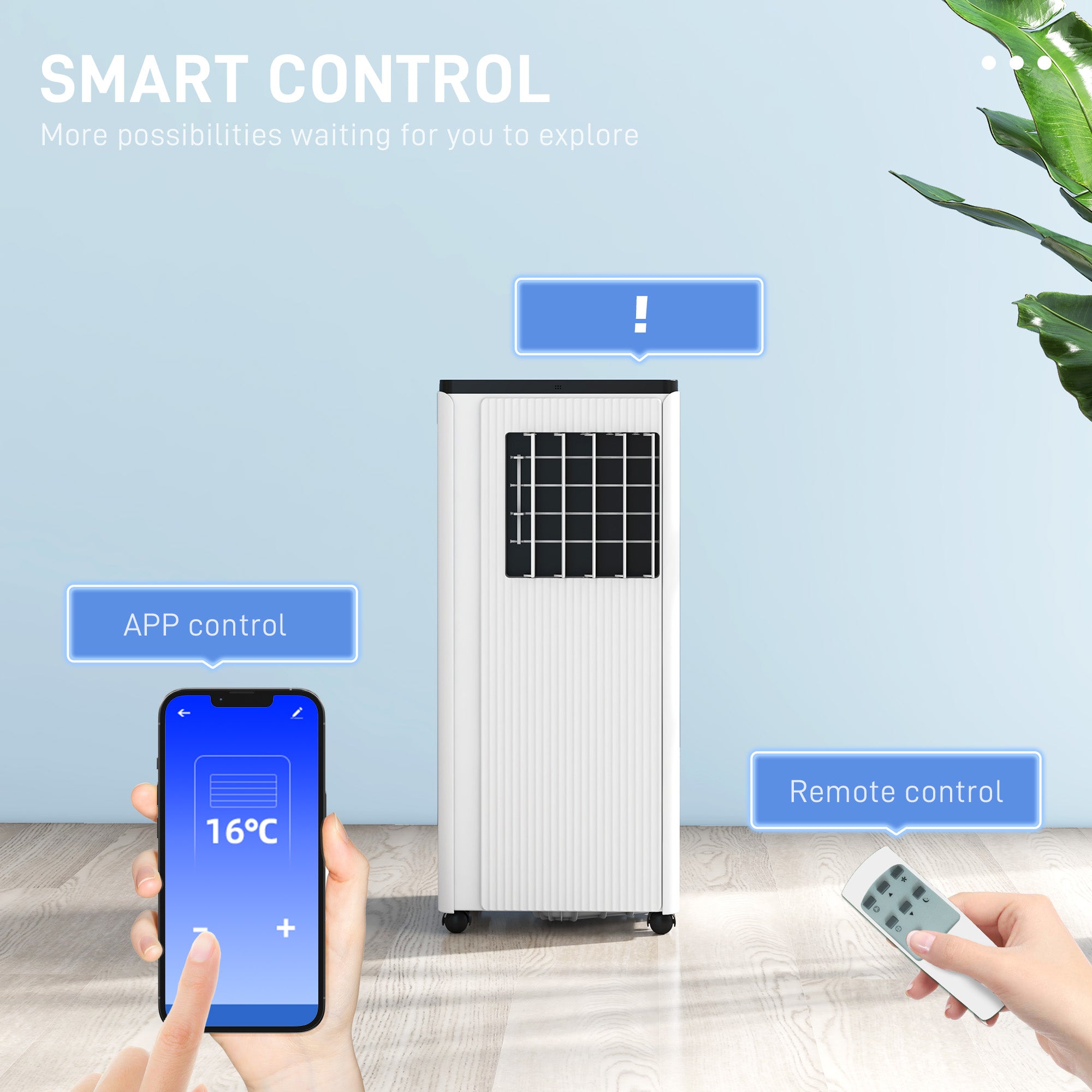 HOMCOM 9,000 BTU App-Controlled Mobile Air Conditioner, 20m² Radius - White