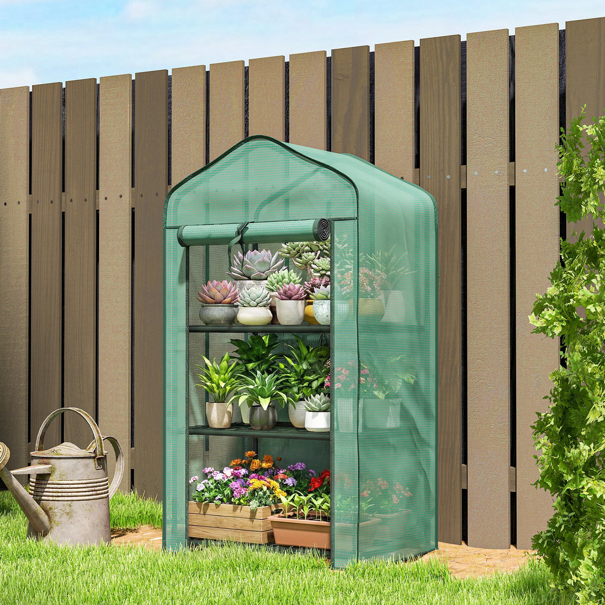 Outsunny Three-Tier Mini Greenhouse - Green