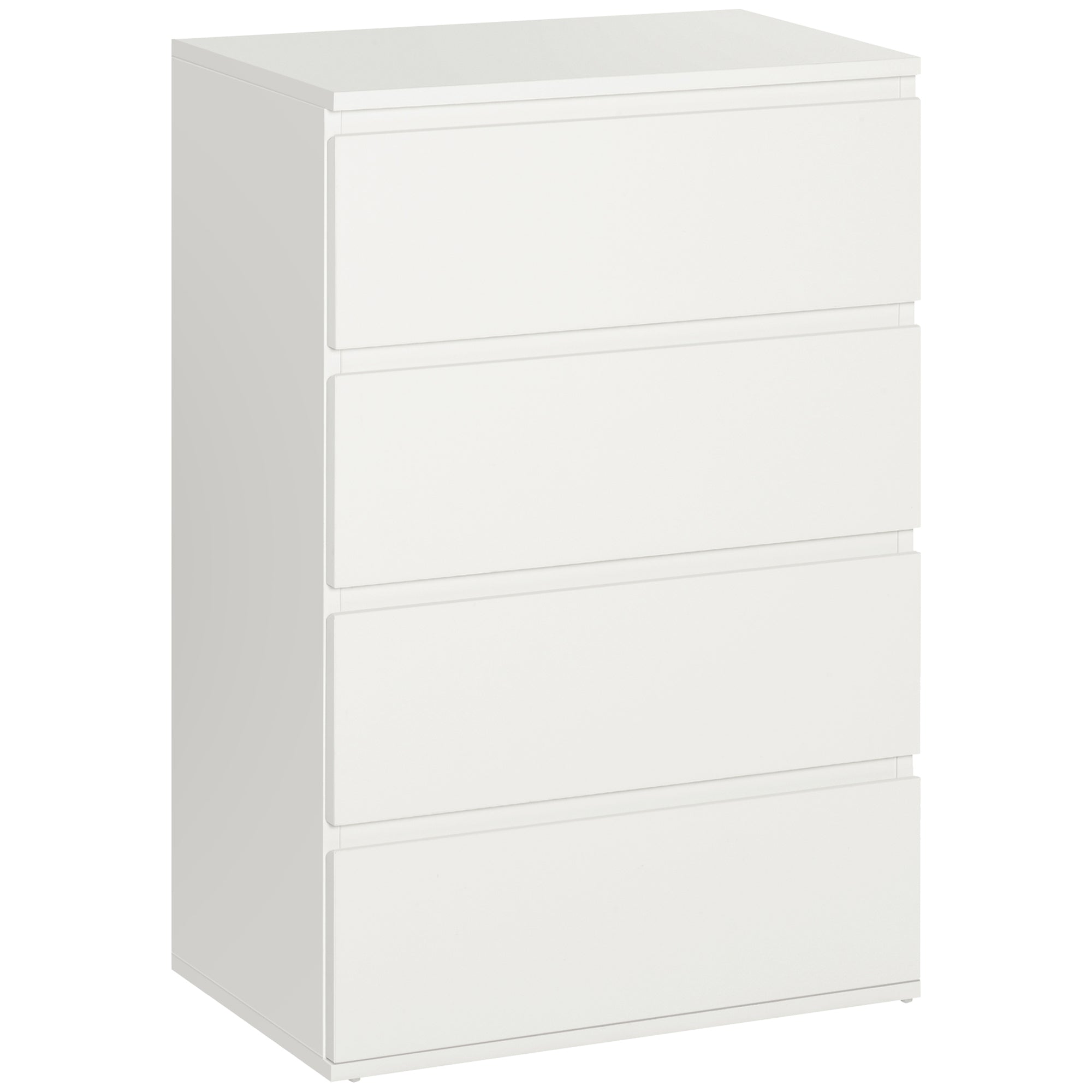 HOMCOM Chest of Drawers, 4 Drawers Storage Cabinet Floor Tower Cupboard for Bedroom Living Room, White - North Peak Garden Furniture