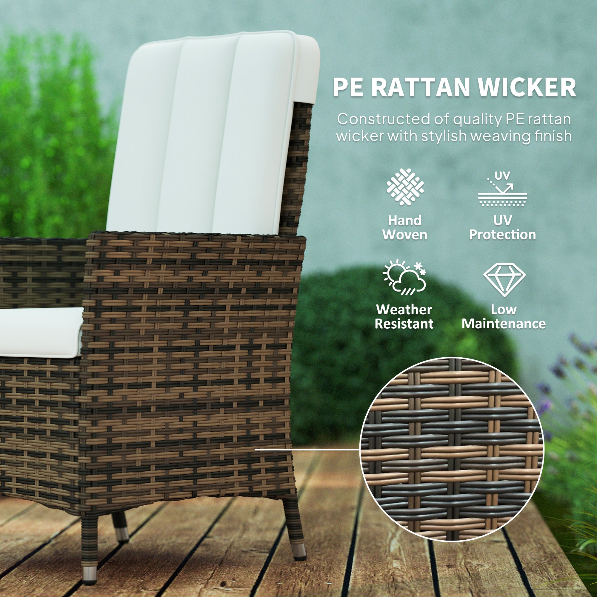 Outsunny 105°-150° Reclining Rattan Chair - Cream - North Peak Garden Furniture