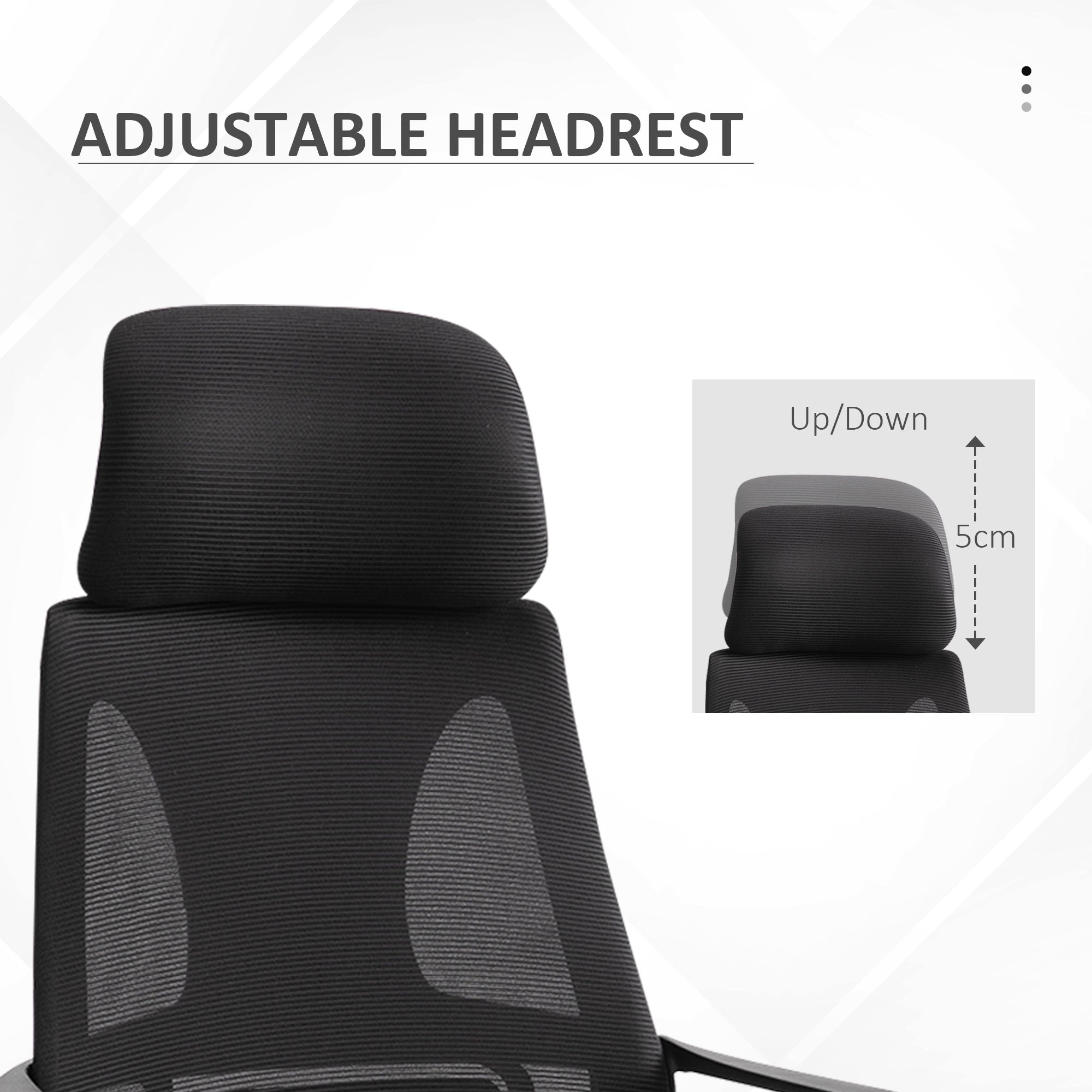 Vinsetto Ergonomic Office Chair, High Back Computer Chair, Mesh Desk Chair with Lumbar Support, Headrest, Wheel, Adjustable Height, Black - North Peak Garden Furniture