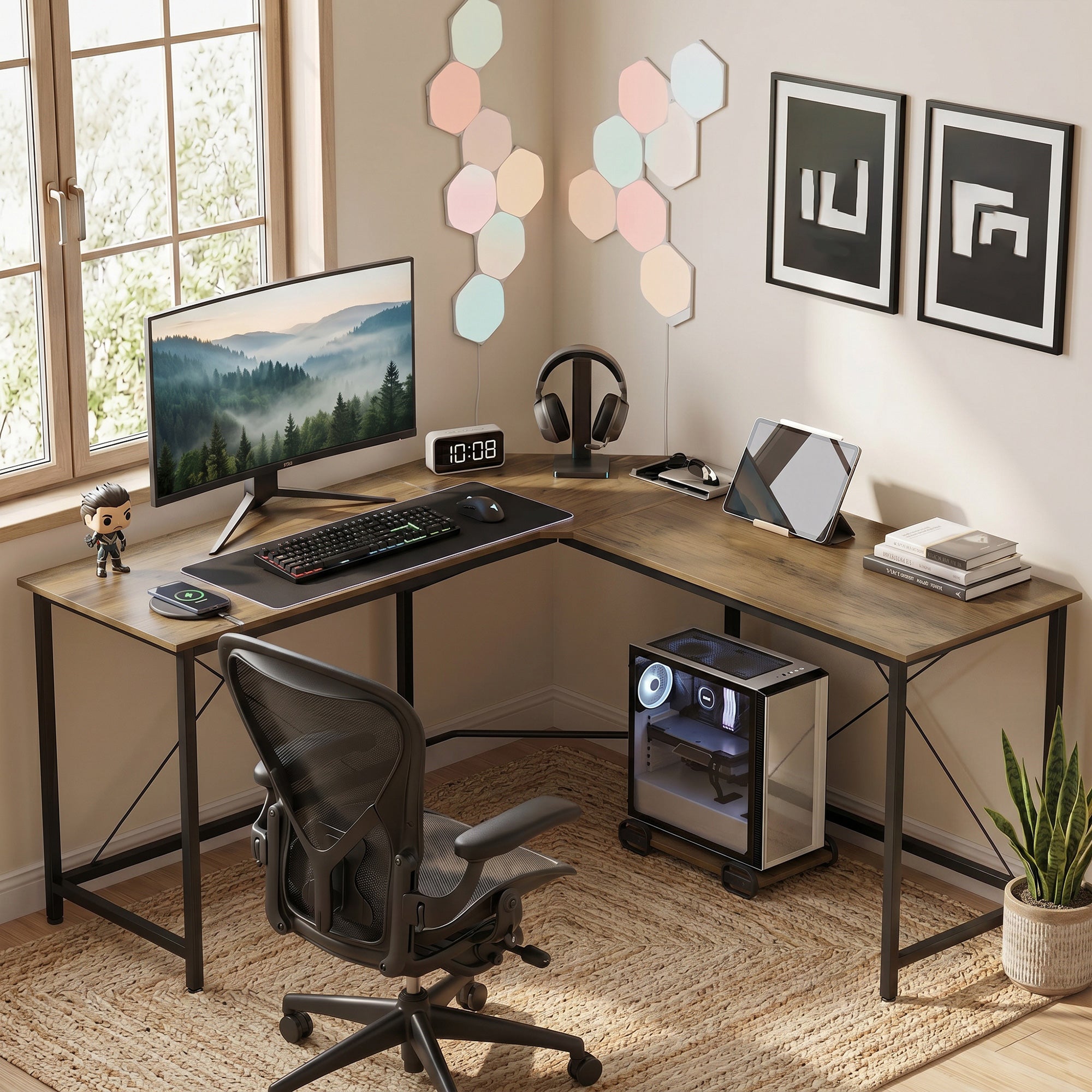 HOMCOM Corner L-Shape Computer Desk PC Workstation Writing Gaming Table Home Office