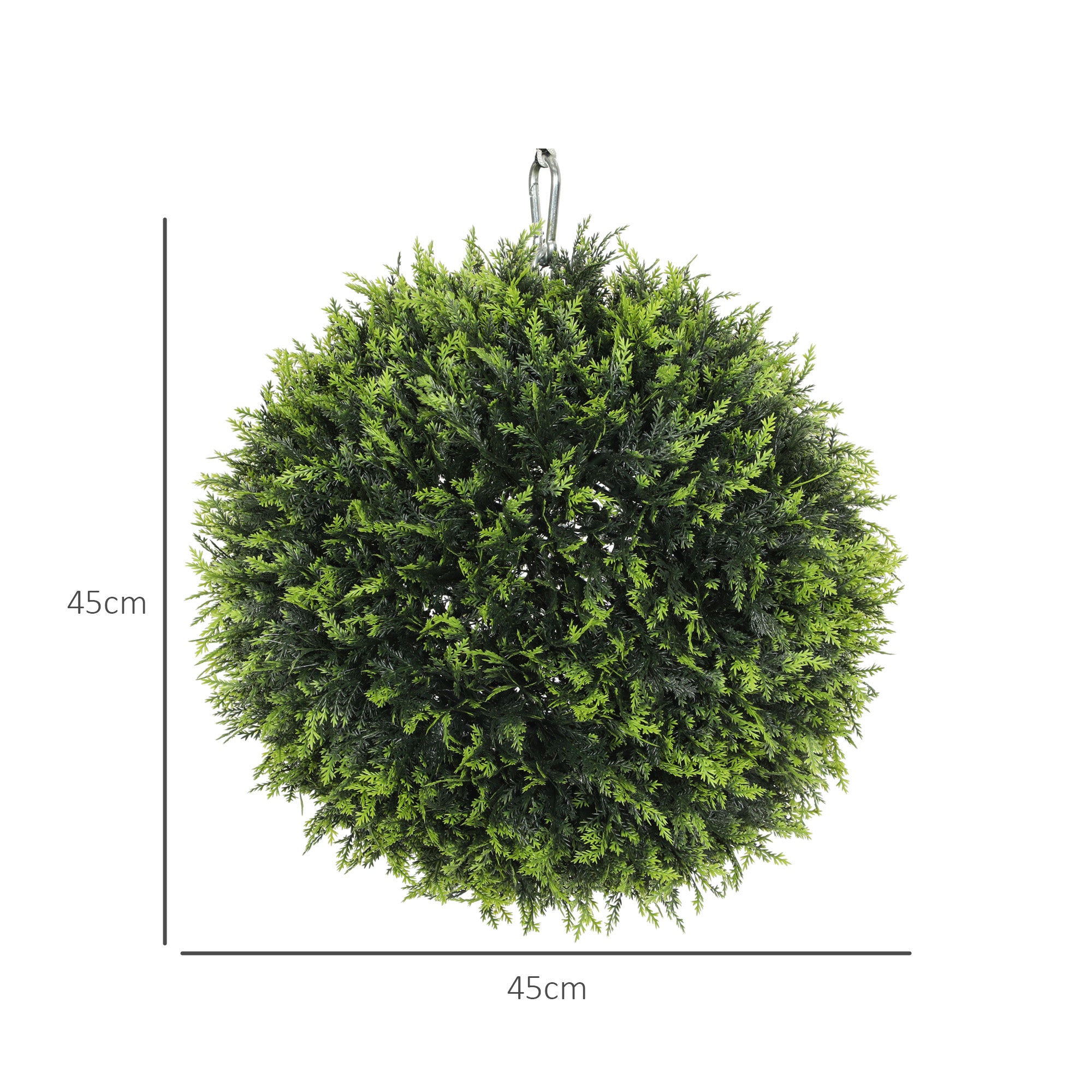 HOMCOM Set of 2 Artificial Plant Topiary Balls, UV-protected Fake Decorative Plants, Faux Plants for Home Indoor Outdoor Decor, 45cm, Green