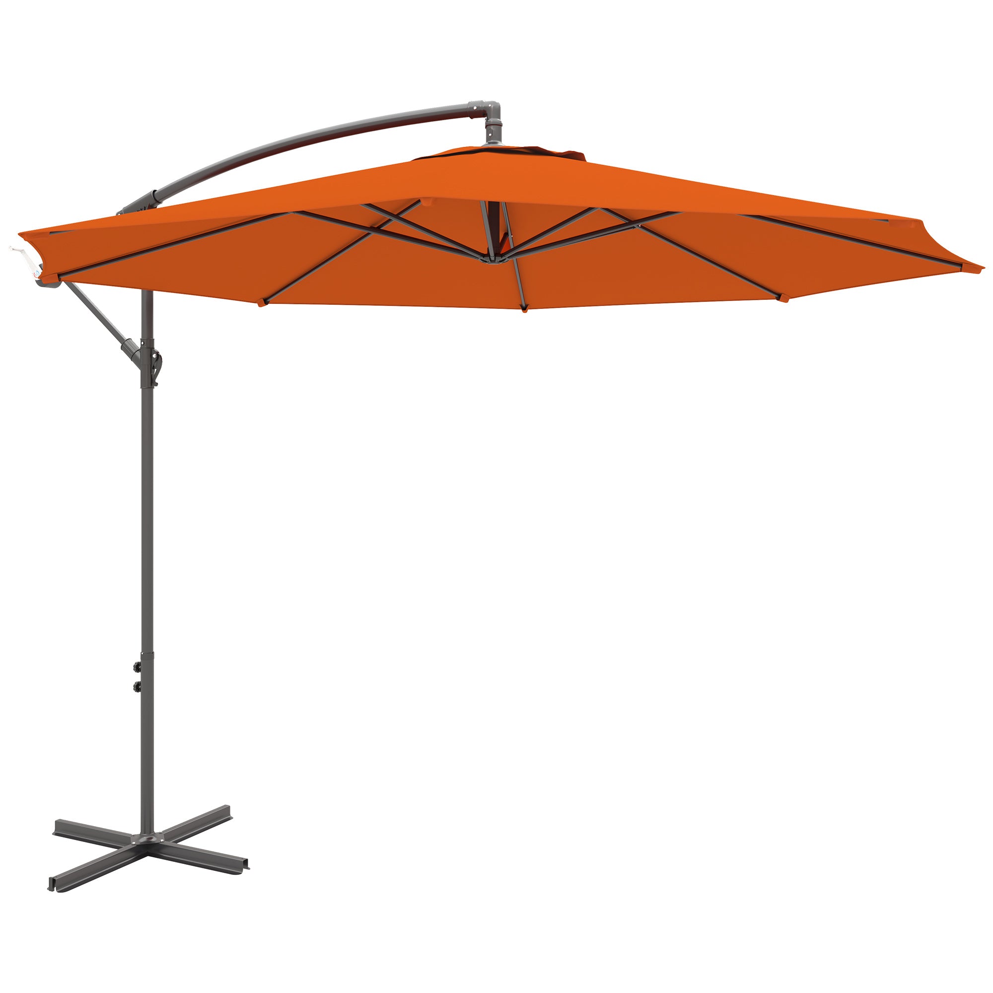 Outsunny 2.45m Overhanging Cantilever Parasol, with Cross Base - Orange - North Peak Garden Furniture