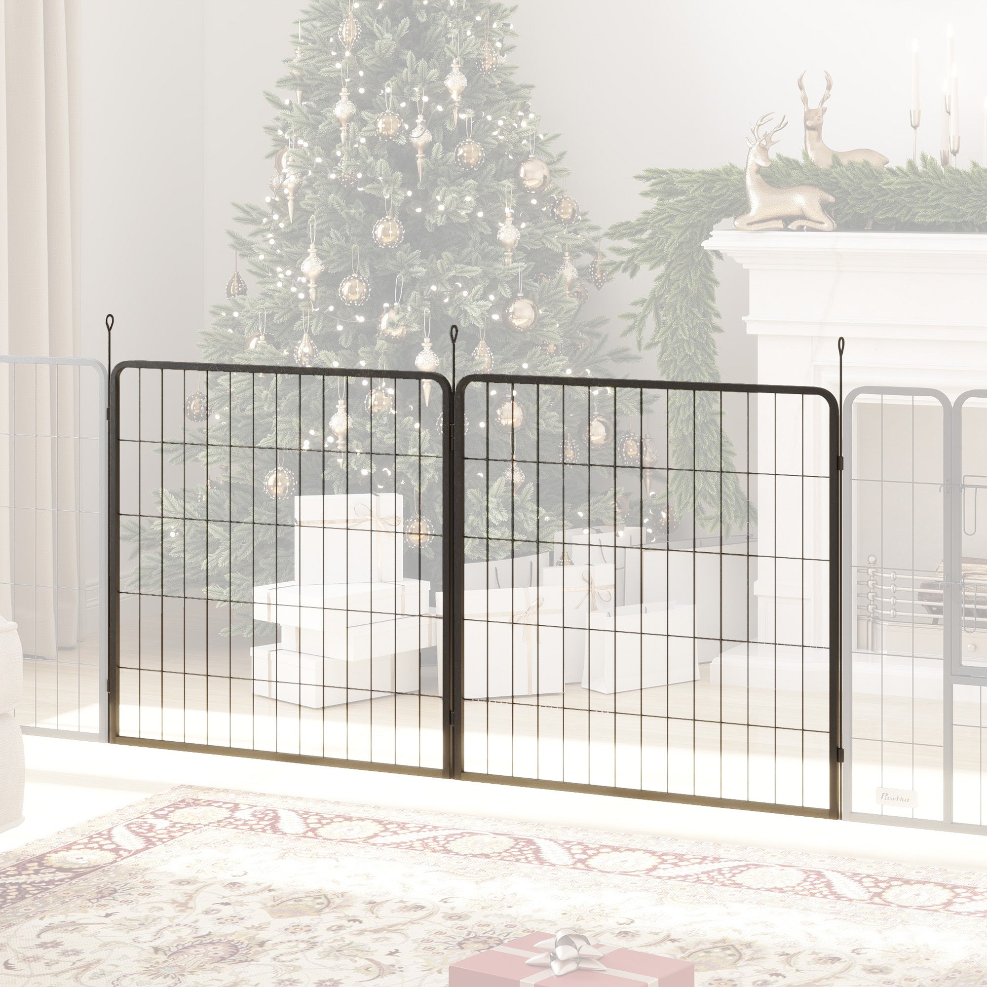 PawHut 2 Piece Dog Pen Expansion Pack for 80cm High Pet Playpen with 3 Stakes, for Small and Medium Dogs - North Peak Garden Furniture