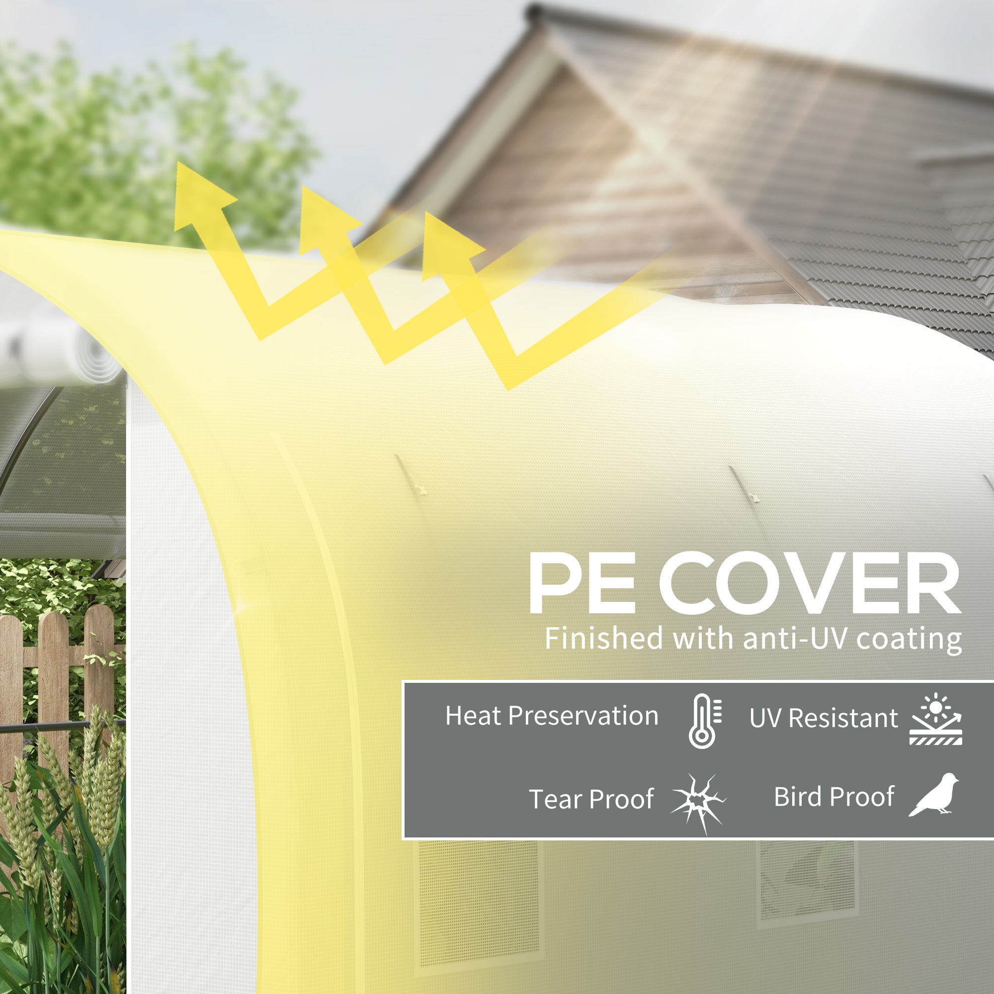 Outsunny 296 x 196cm Steel Frame Polytunnel Greenhouse - White