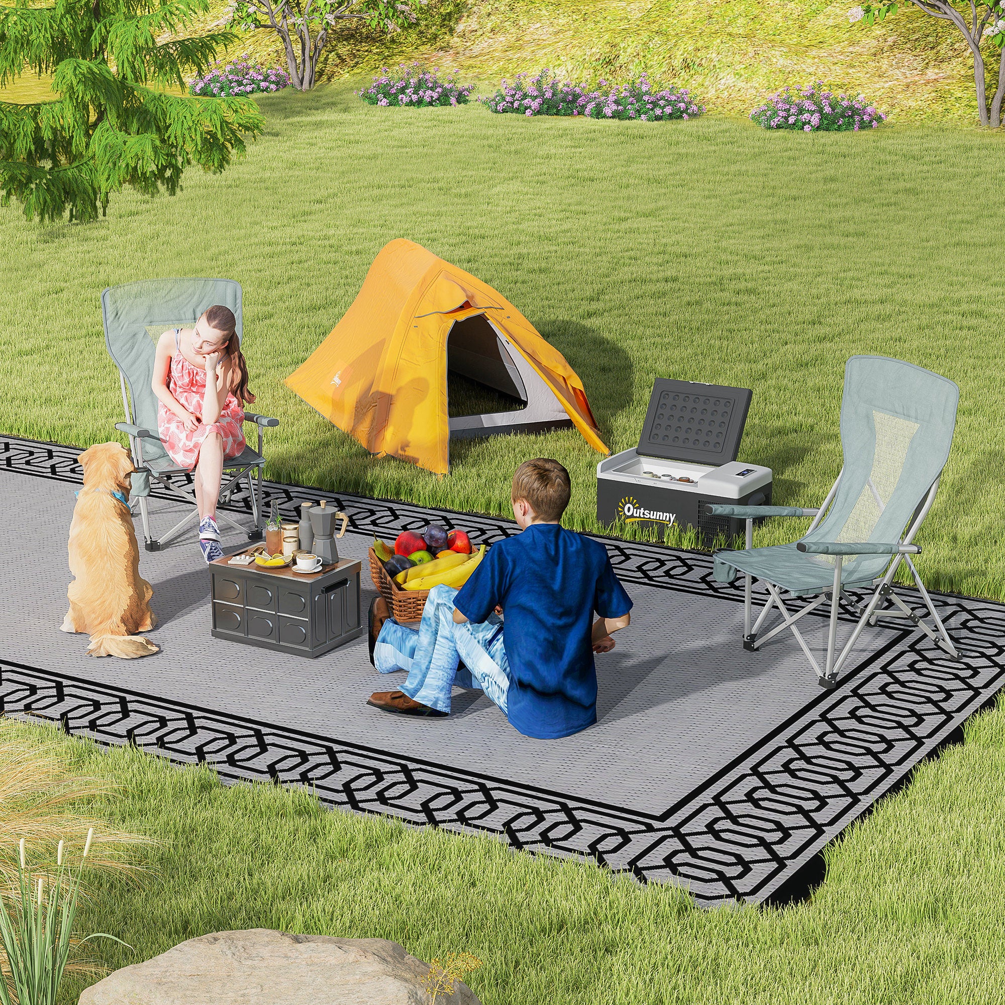 Outsunny Double Layer Camping Tent, 1-2 Man Backpacking Tent with Carry Bag, 2000mm Waterproof and Lightweight, Orange - North Peak Garden Furniture
