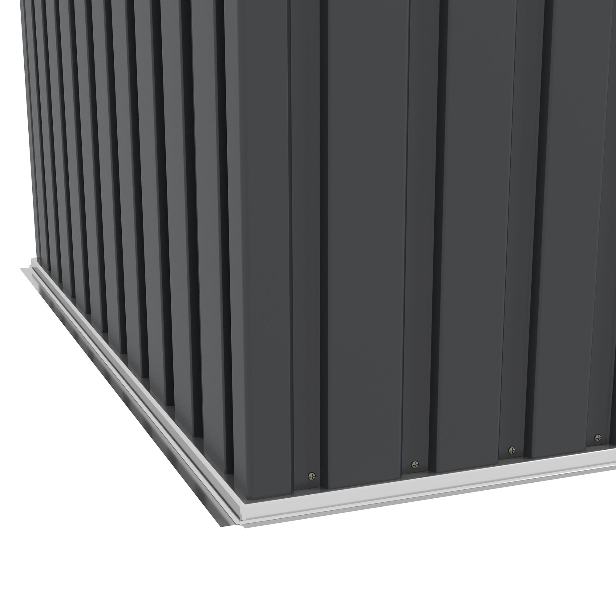 Outsunny 6.5 x 4FT Galvanised Metal Shed with Foundation Kit, Lockable Tool Garden Shed with Double Sliding Doors, Vents, Grey