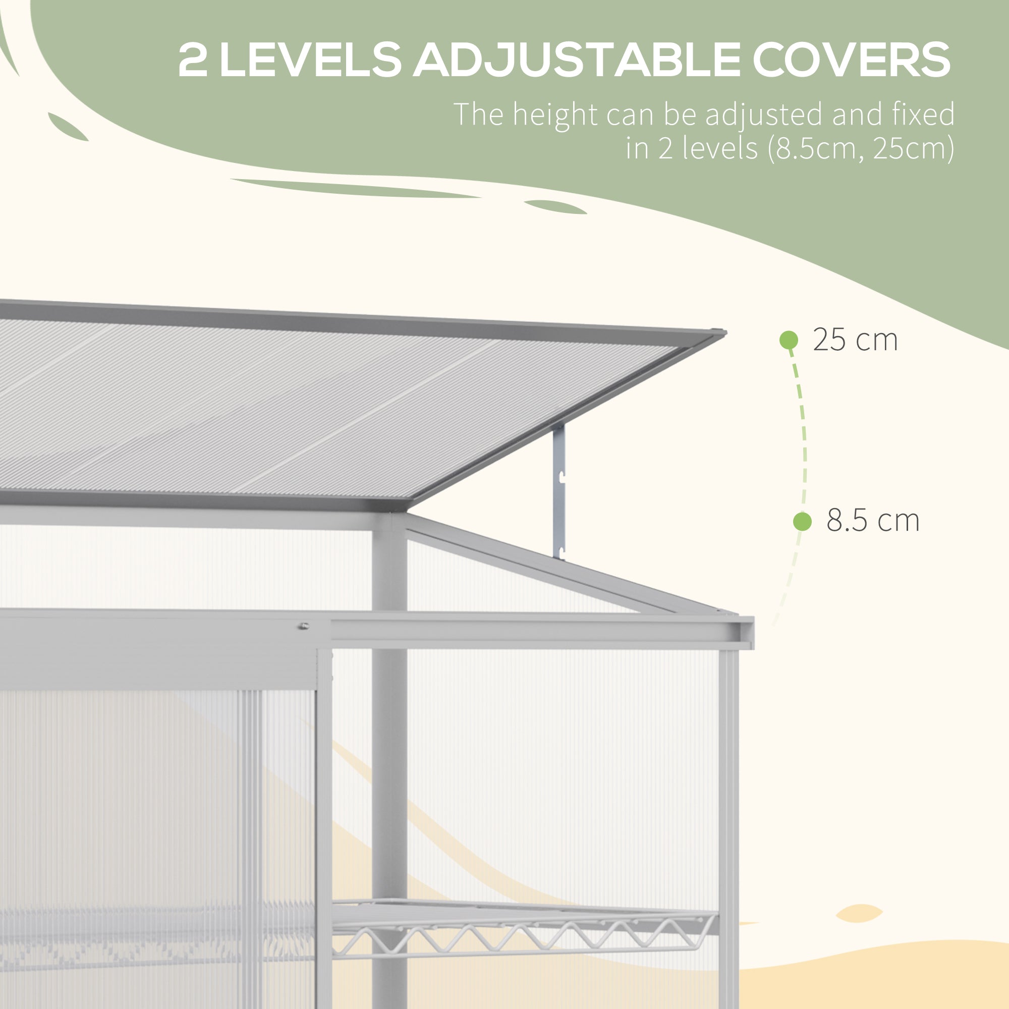 Outsunny 3 Tier Greenhouse Garden Outdoor Cold Frame Plant Flower Growth Transparent Polycarbonate Board Openable Roof Sliding Door w/ Foundation 131L x 58W x 140H cm - North Peak Garden Furniture