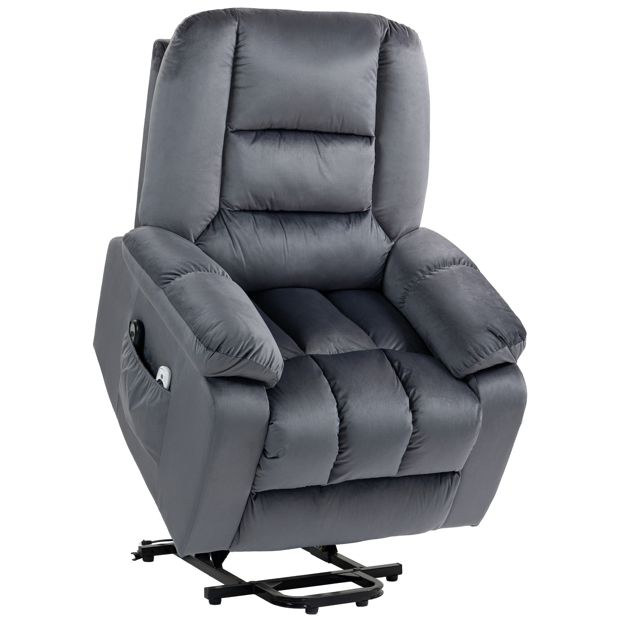 HOMCOM Leathaire Eight Massage Point Armchair, with Heat and Reclining Back - Grey - North Peak Garden Furniture