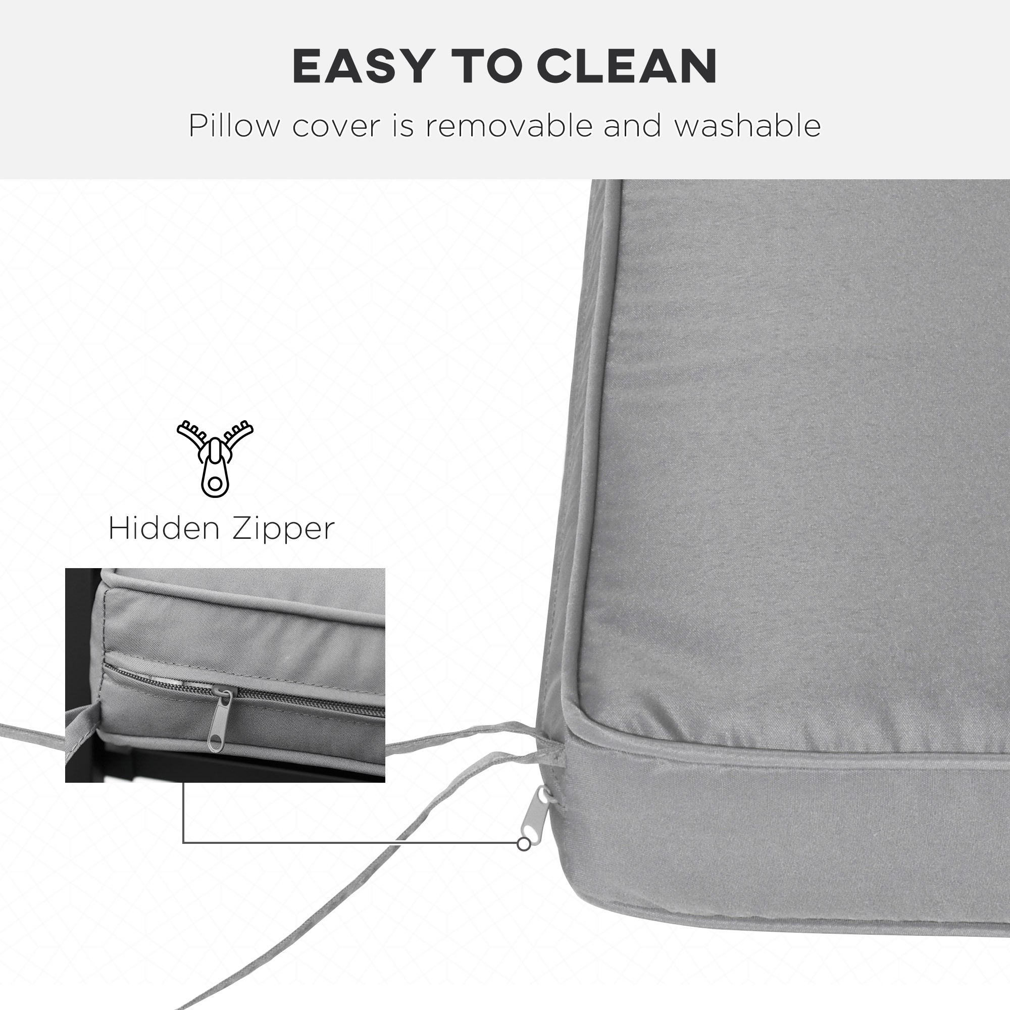 Outsunny 2 Seater Garden Bench Cushion -Light Grey - North Peak Garden Furniture