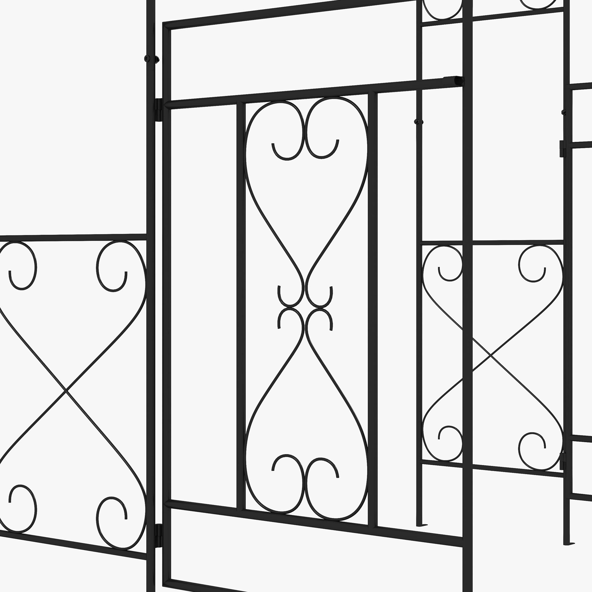 Outsunny Decorative Garden Arch, with Gate - Black - North Peak Garden Furniture