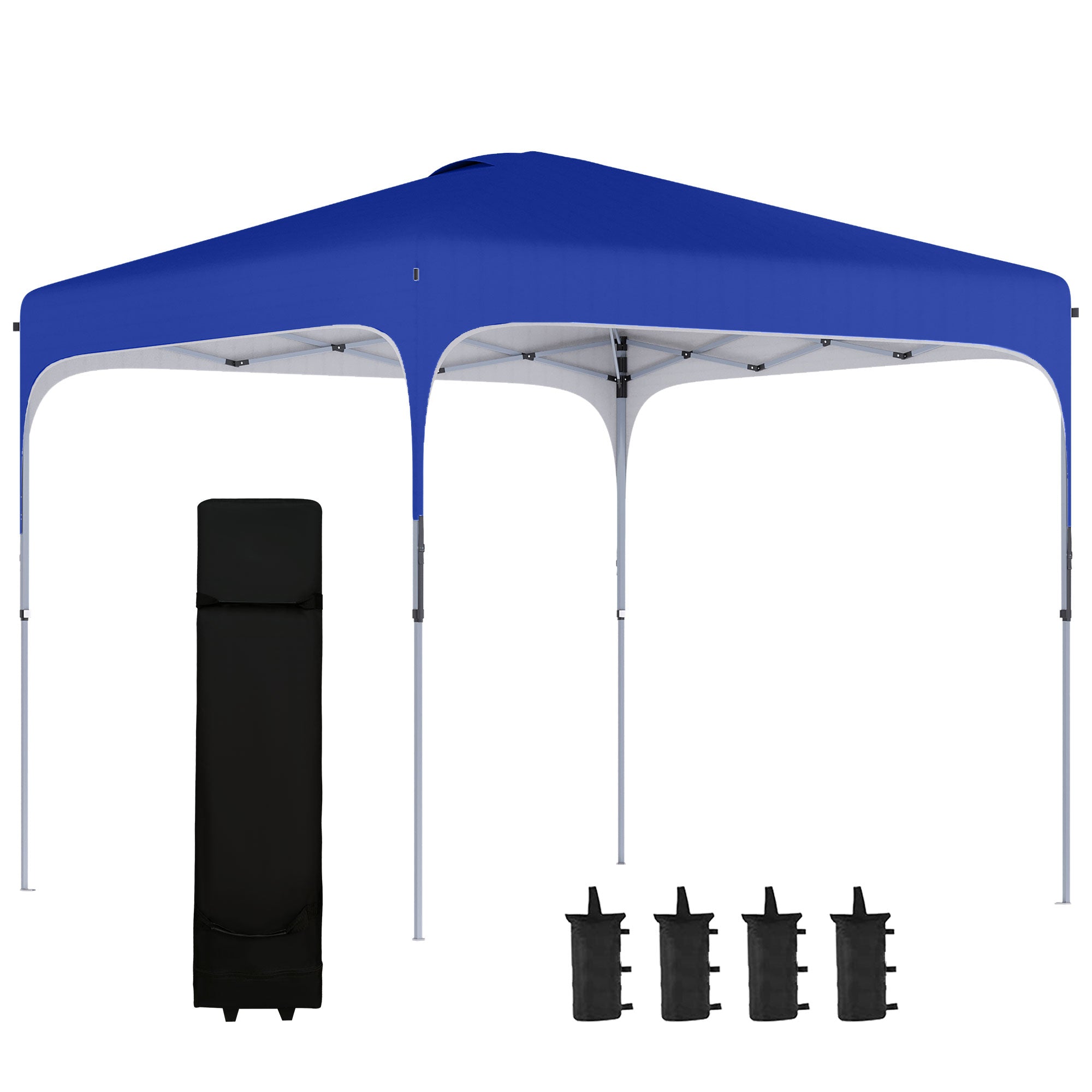 Outsunny 3 x 3 (M) Pop Up Gazebo, UPF 50+ Foldable Canopy Tent with Carry Bag with Wheels and 4 Leg Weight Bags, Height Adjustable, for Outdoor Garden Patio Party, Blue