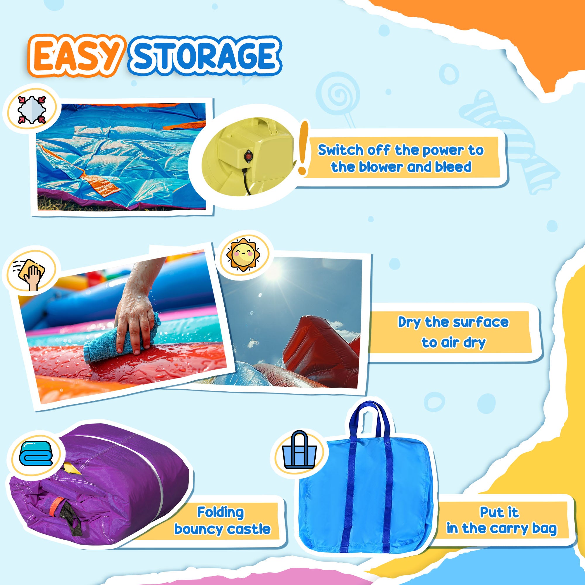 Outsunny Kids Bouncy Castle House Inflatable Trampoline Slide Water Pool 3 in 1 with Blower for Kids Age 3-8 Multi-color 2.8 x 2.5 x 1.7m - North Peak Garden Furniture