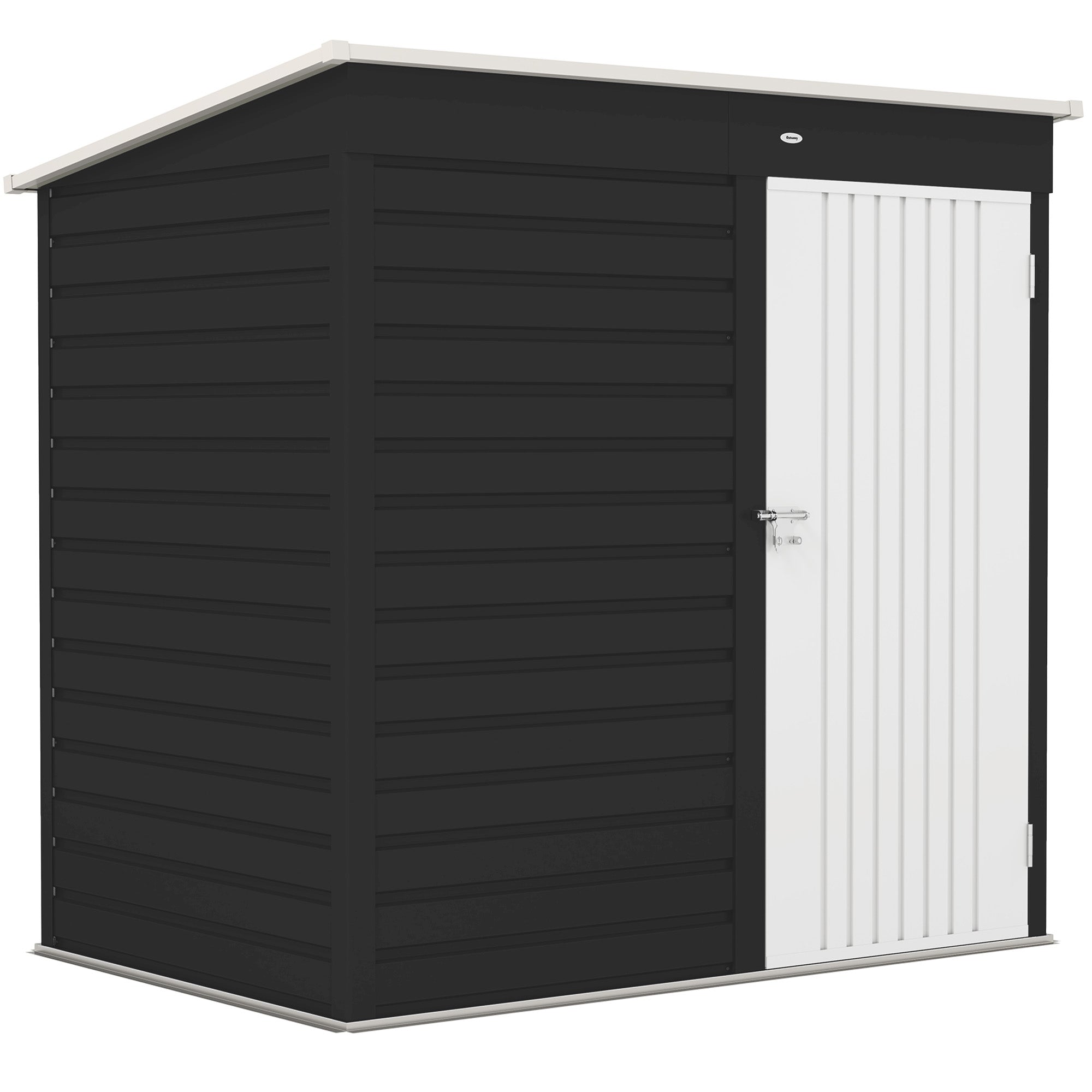 Outsunny 6 x 4ft Metal Garden Storage Shed, Outdoor Tool Storage Shed with Lockable Door and Gloves for Garden, Patio, Dark Grey