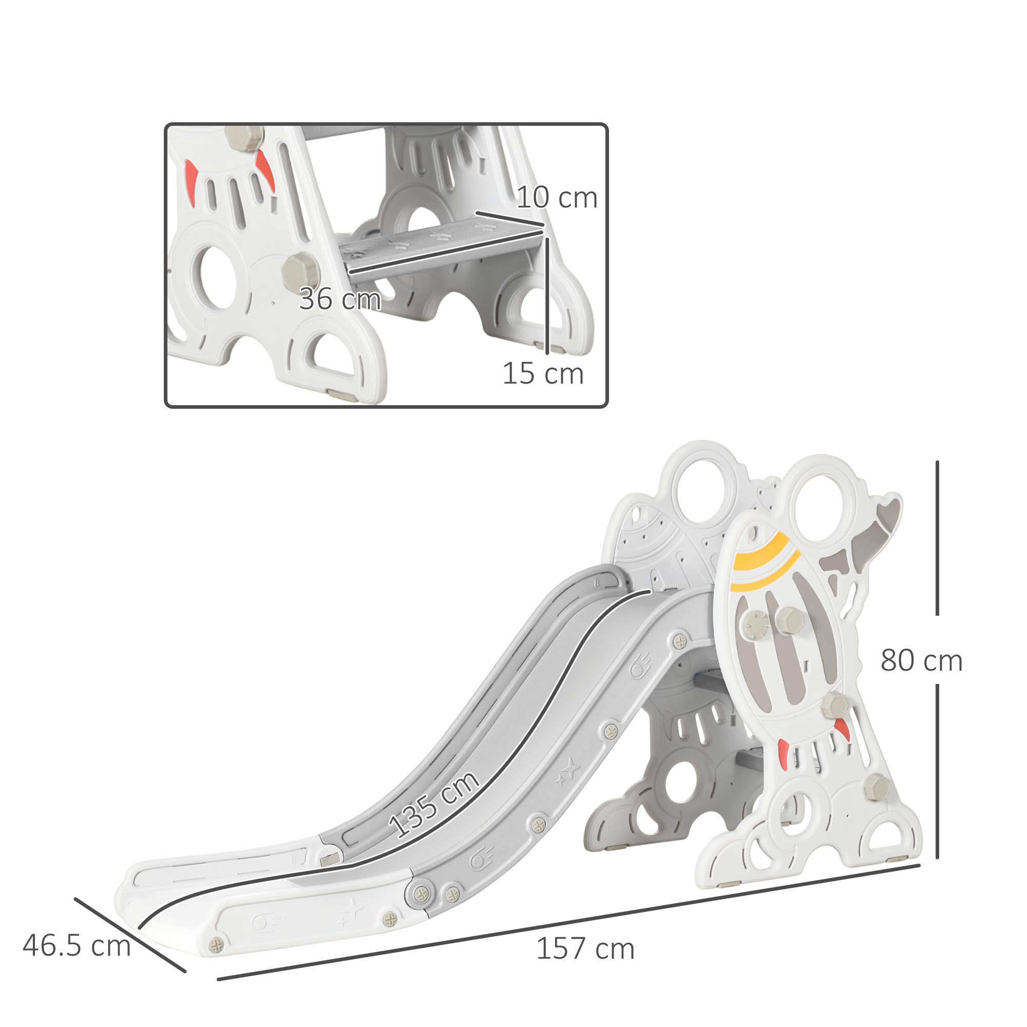 AIYAPLAY Space-Themed Baby Slide Freestanding Slide for Kids, for Ages 1.5-3 Years - Grey - North Peak Garden Furniture