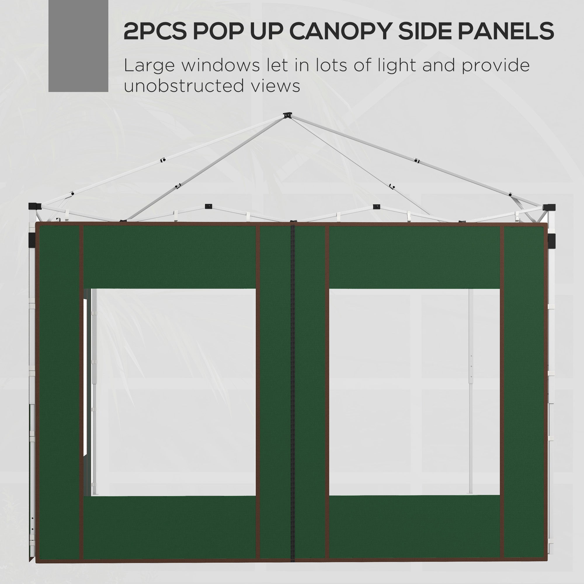 Outsunny Set of Two 295cm Replacement Canopy Walls - Green - North Peak Garden Furniture
