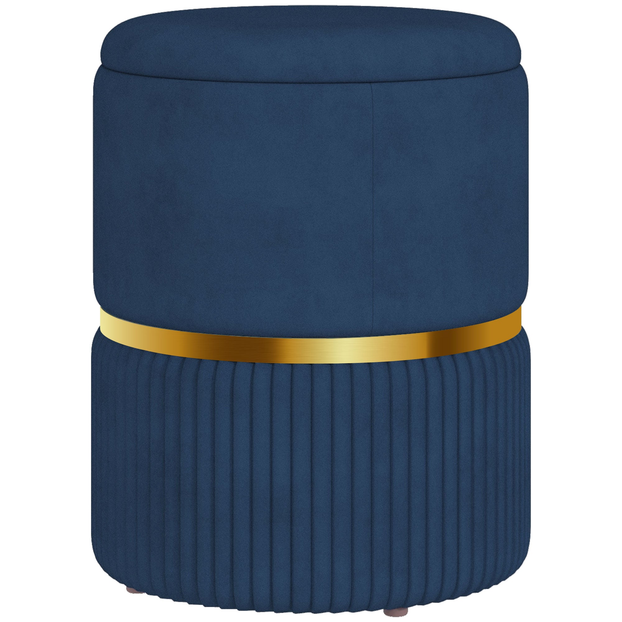 HOMCOM Velvet-Feel Storage Ottoman - Blue - North Peak Garden Furniture