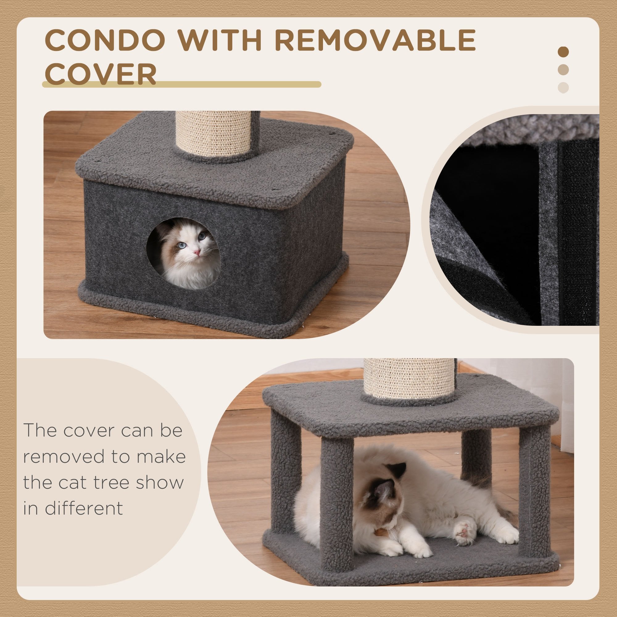 PawHut Multi-level Kitten Tower, Cat Tree Activity Centre with Sisal Scratching Posts, Condo, Plush Perches, Grey