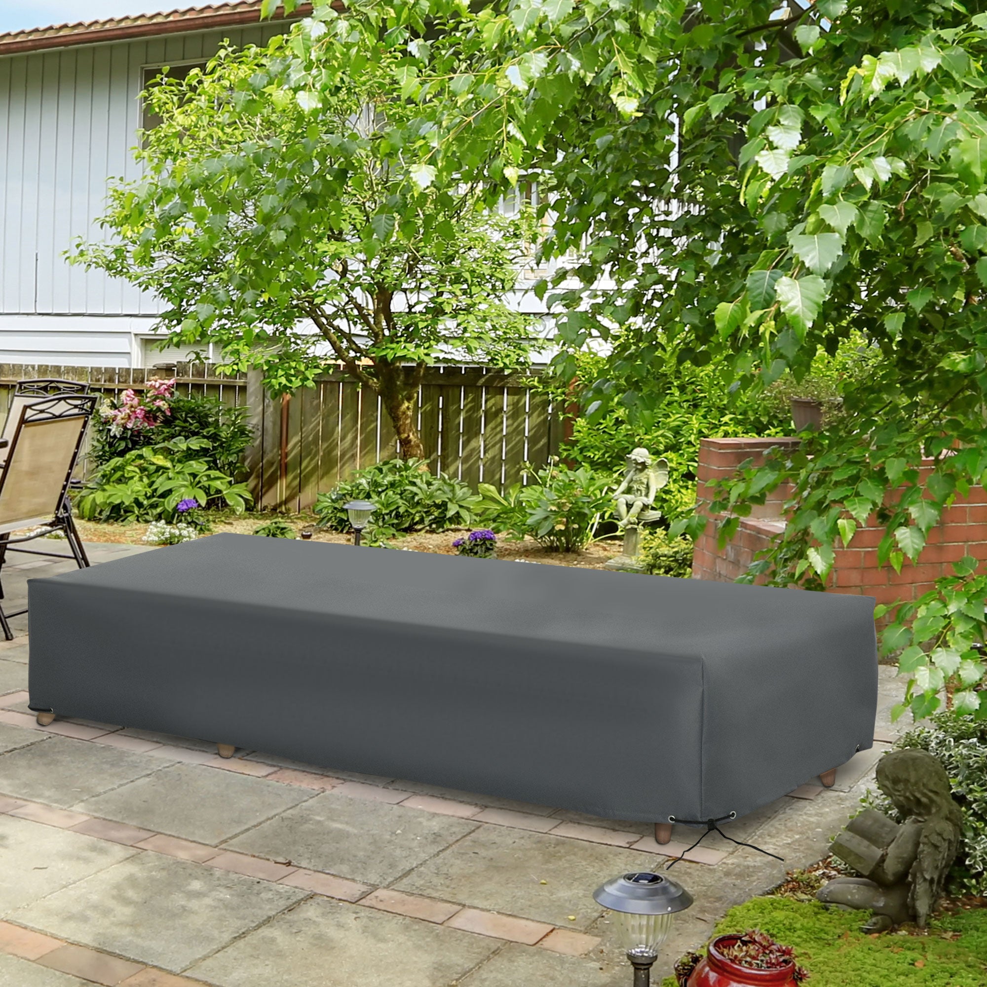 Outsunny 200x73cm Outdoor Garden Rattan Furniture Protective Cover Water UV Resistant Grey - North Peak Garden Furniture
