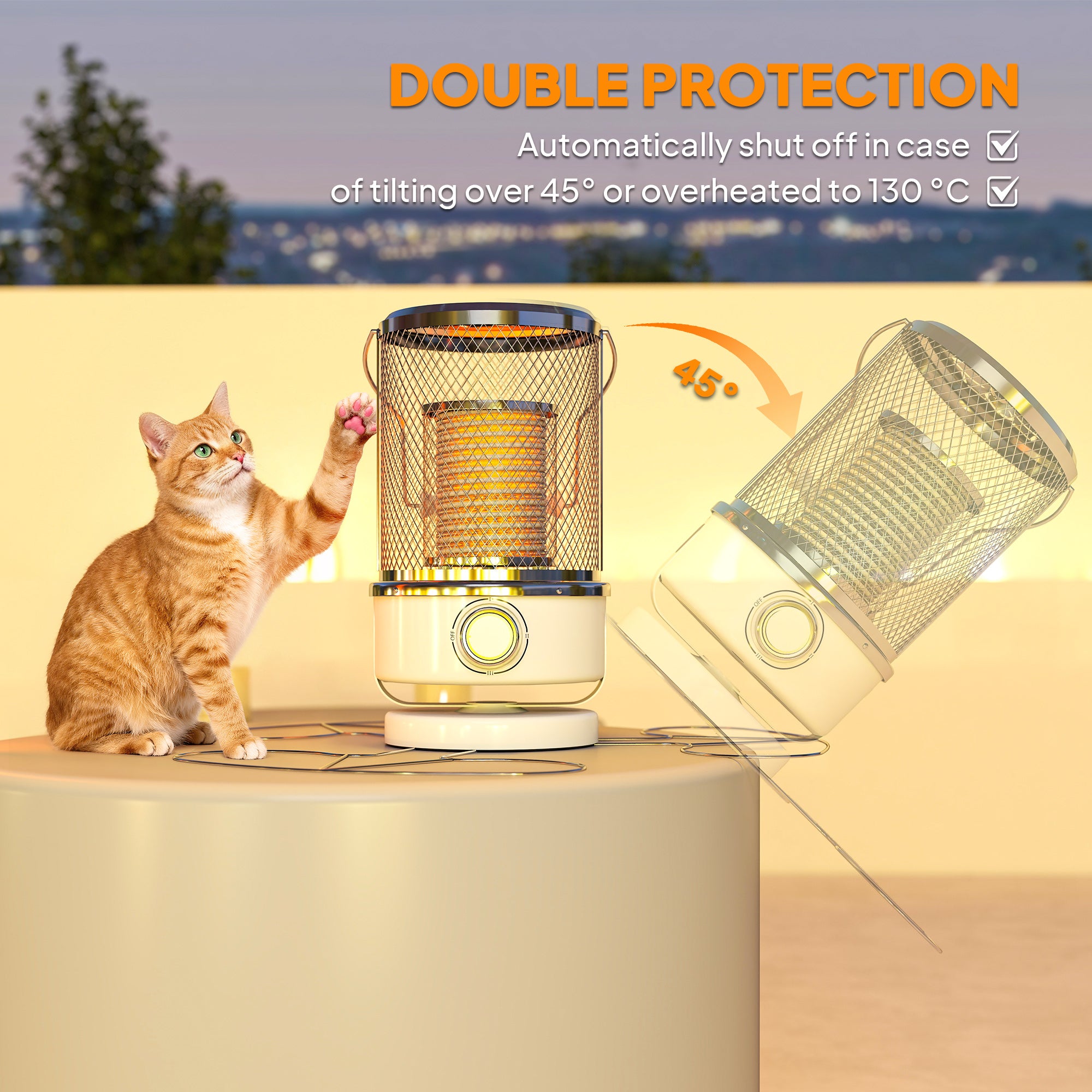 Outsunny 2000W Patio Electric Heater with 10-20㎡ Coverage, Separation Coil, Freestanding Outdoor Infrared Heater with Tip-Over Protection, Overheat Protection, Handle for Indoor and Outdoor Use, White