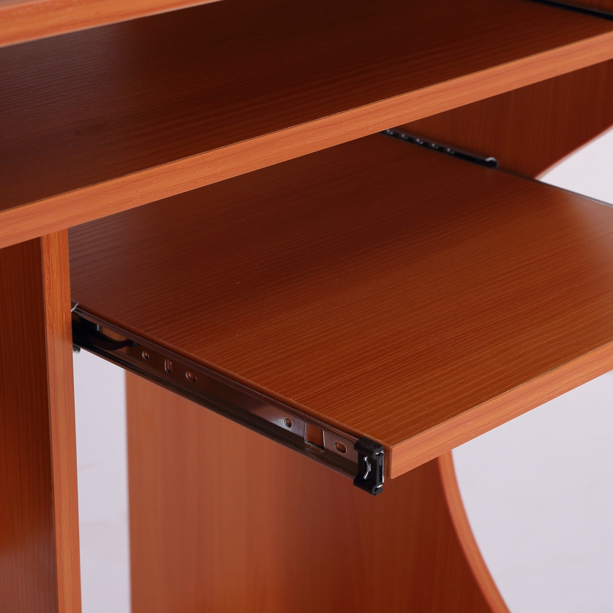 HOMCOM Movable Computer Desk with Sliding Keyboard Tray, PC Laptop Table with Storage Shelves, Workstation on Wheels, 80x48x76cm - North Peak Garden Furniture