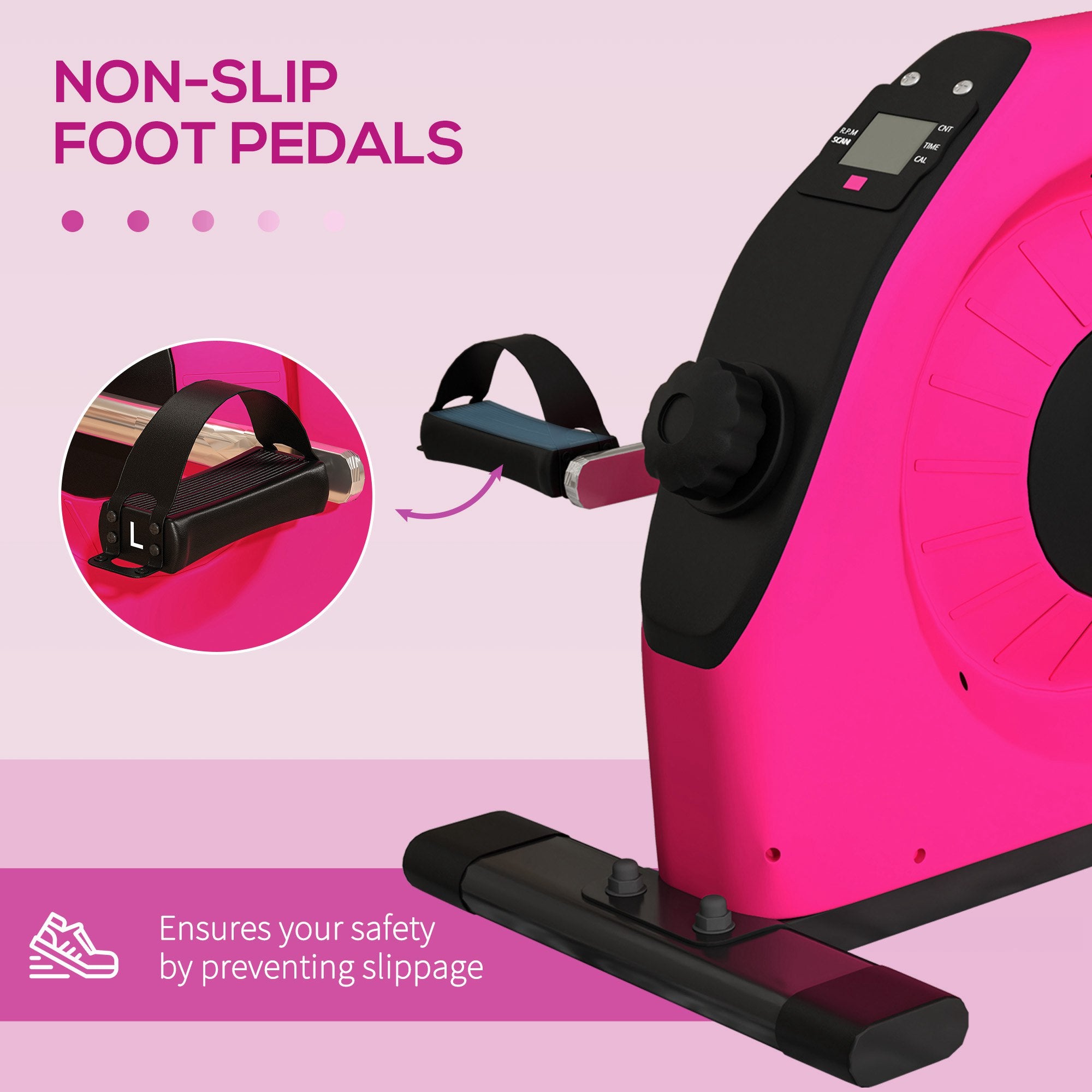 SPORTNOW Mini Exercise Bike, Portable Pedal Exerciser with LCD Display for Legs, Arms, Rehabilitation, Therapy, Red - North Peak Garden Furniture