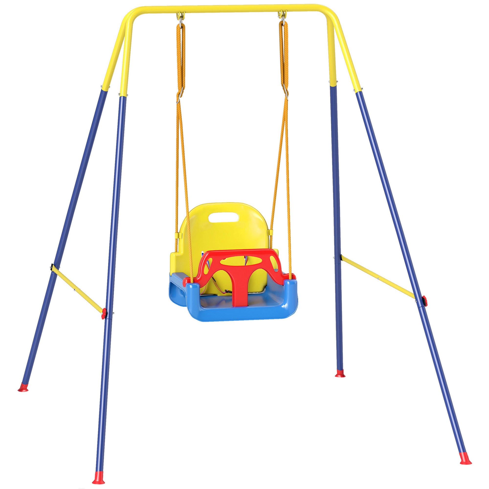 AIYAPLAY 3 in 1 Toddler Swing Set, Folding Child Swing Set with Seat Belt, Adjustable Seat for Outdoor Indoor, Blue