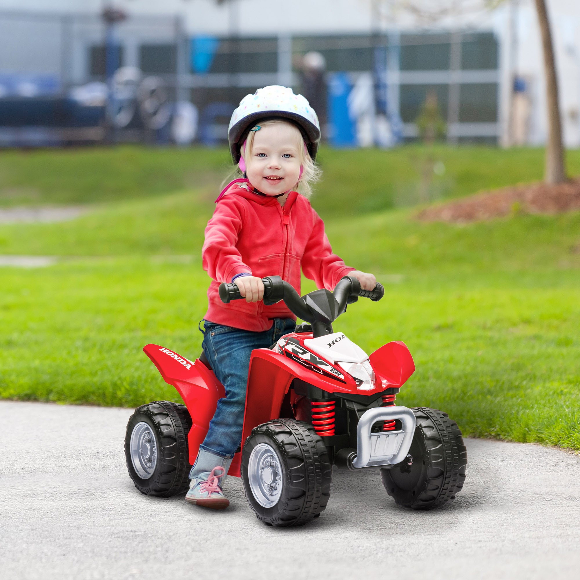 AIYAPLAY Honda Licensed Kids Electric Quad Bike, 6V ATV Ride On for Ages 1.5-3 Years, Red - North Peak Garden Furniture