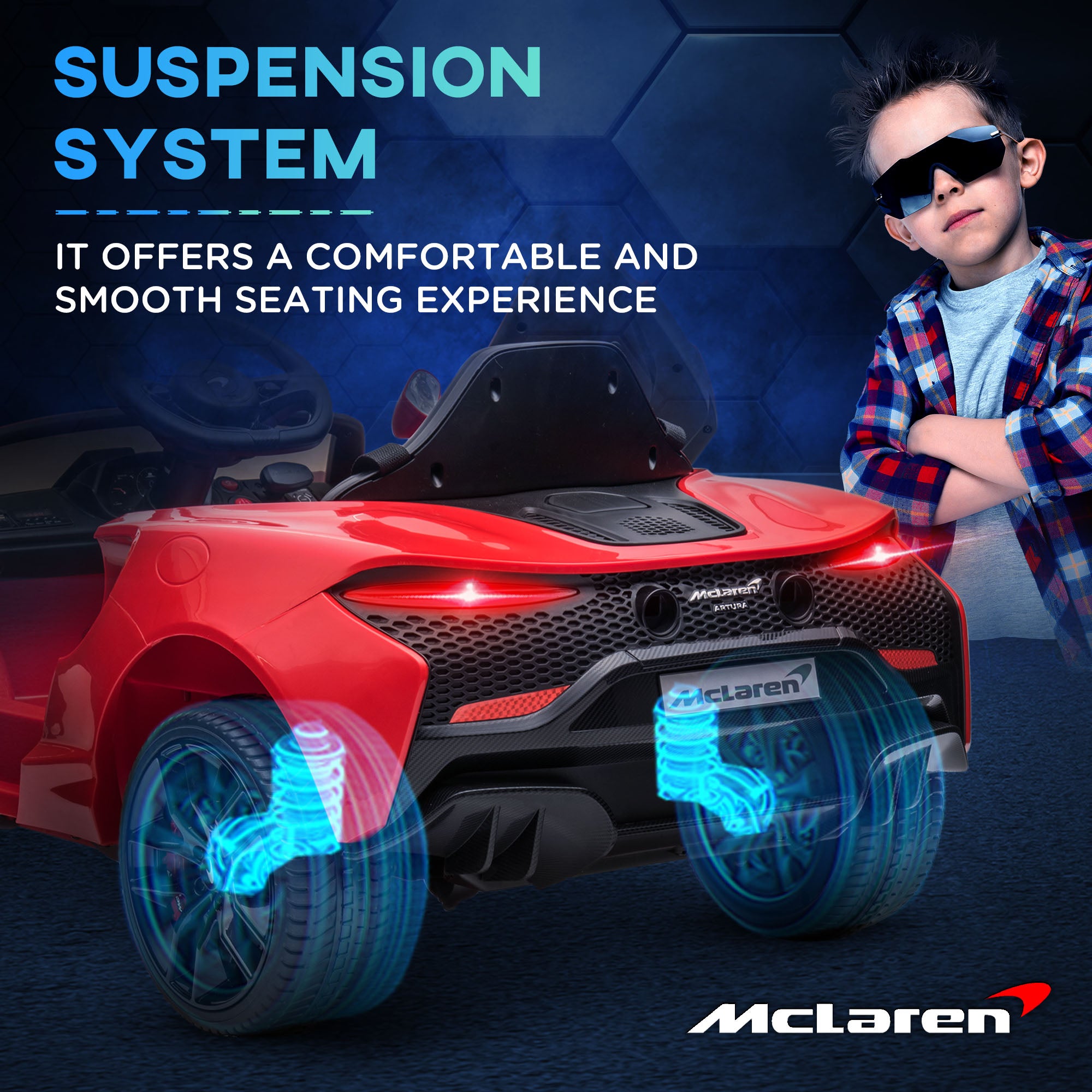 HOMCOM McLaren Licensed Kids Electric Ride-On Car, with Remote Control - Red - North Peak Garden Furniture