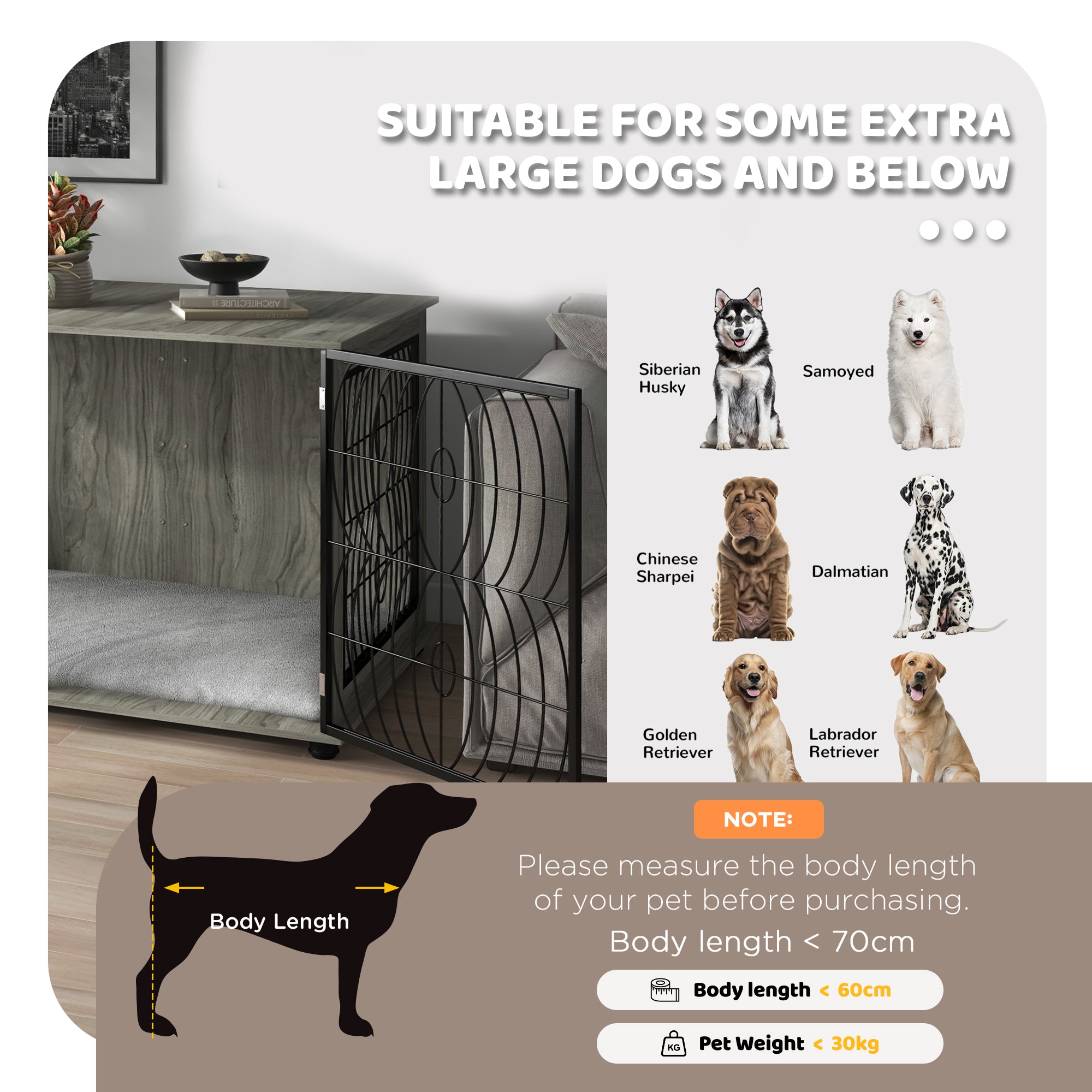 PawHut Dog Crate Furniture End Table w/ Plush Washable Cushion, Lockable Door, for Extra Large Dogs