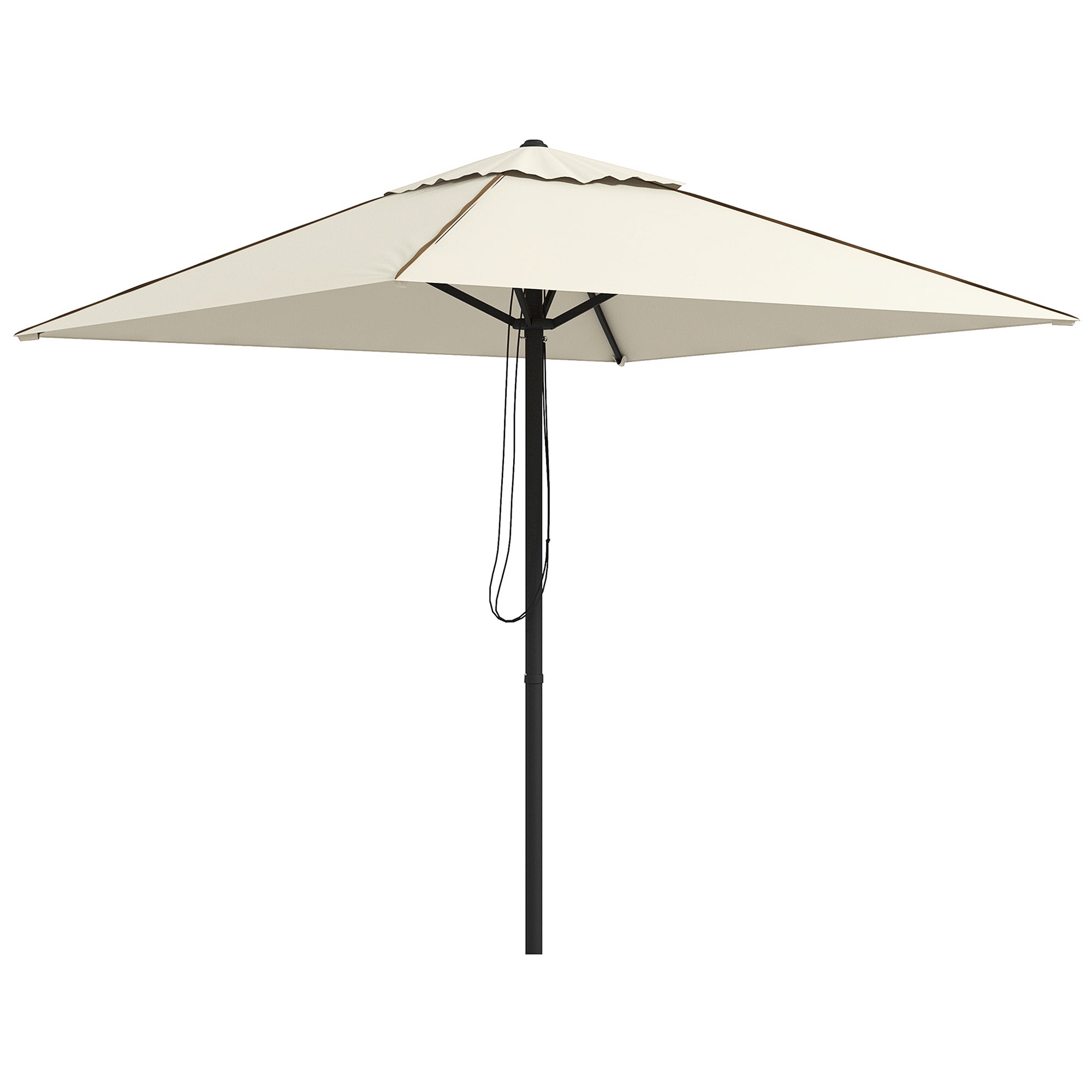 Outsunny 215cm Square Canopy Parasol, with Contrast Piping - Beige/Brown - North Peak Garden Furniture