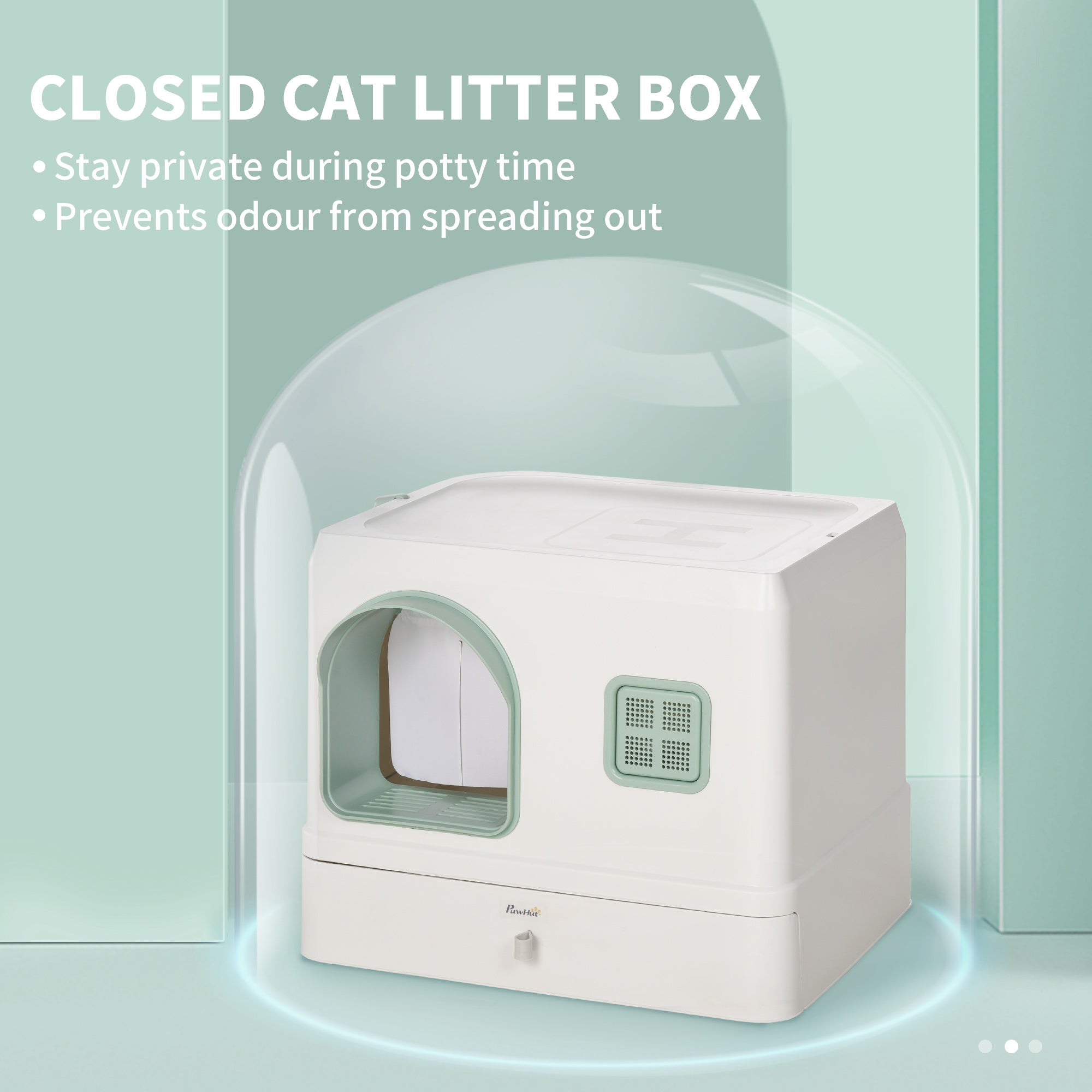 PawHut Cat Litter Box, Hooded Cat Litter Tray, with Drawer Pan, Scoop, Deodorants - North Peak Garden Furniture