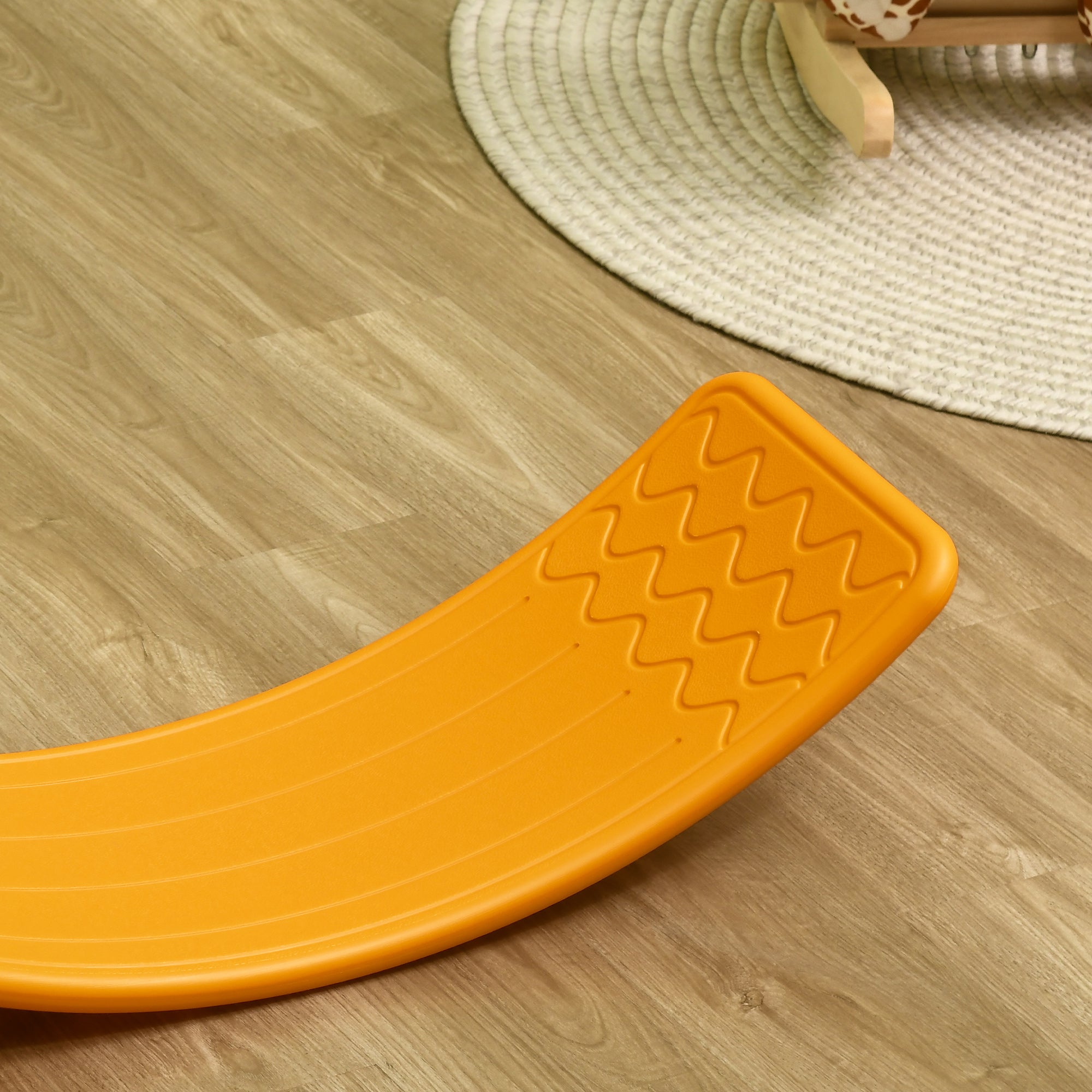 ZONEKIZ Balance Board Kids Wobble Board, Stepping Stone, Montessori Toy for Children, Nursery Toy, for Ages 3-6 Years, 82 x 27.5 x 19.5cm - Orange - North Peak Garden Furniture