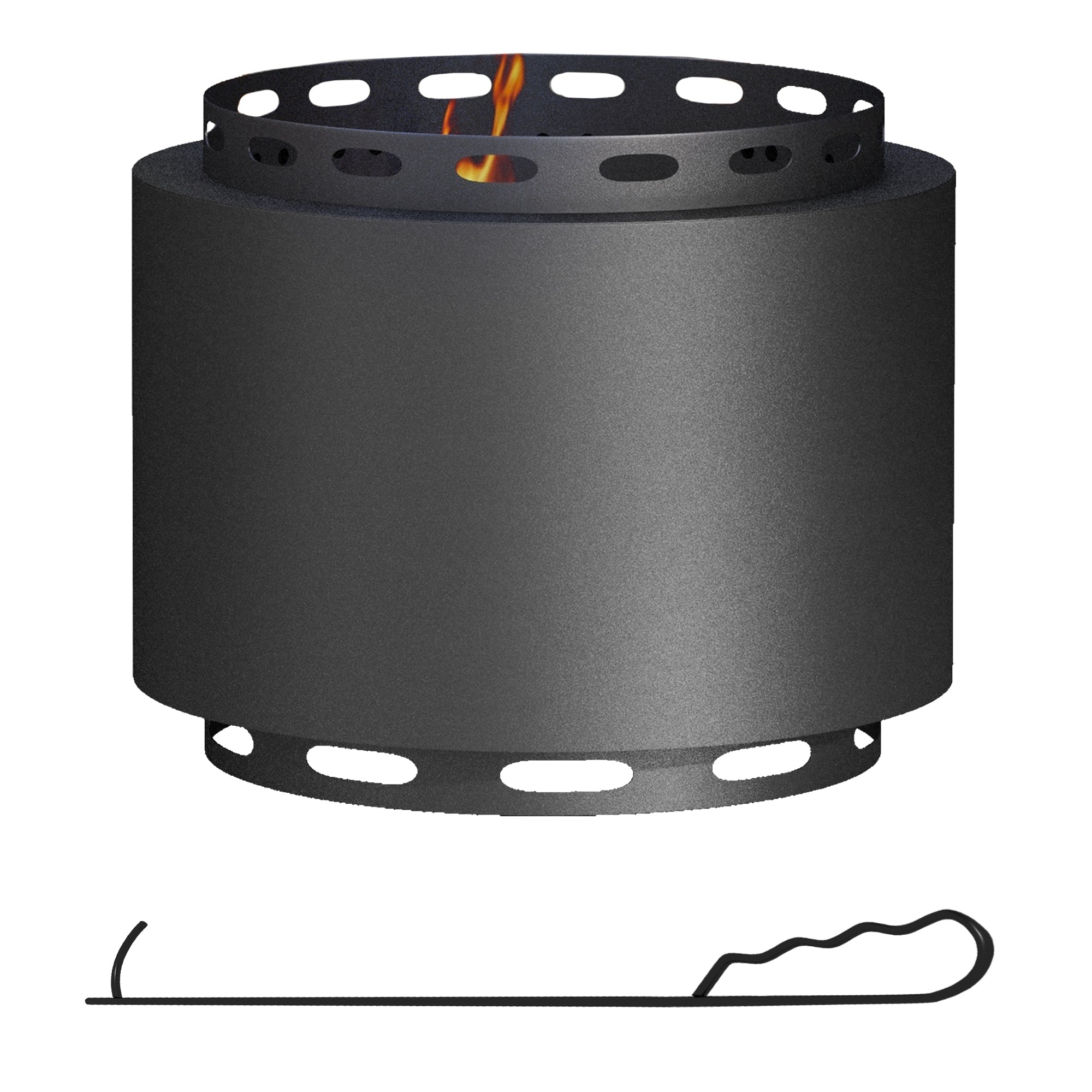 Outsunny Smokeless Fire Pit, 48.5cm Portable Wood Burning Firepit with Poker for Garden Camping Bonfire Party, Metal, Black - North Peak Garden Furniture