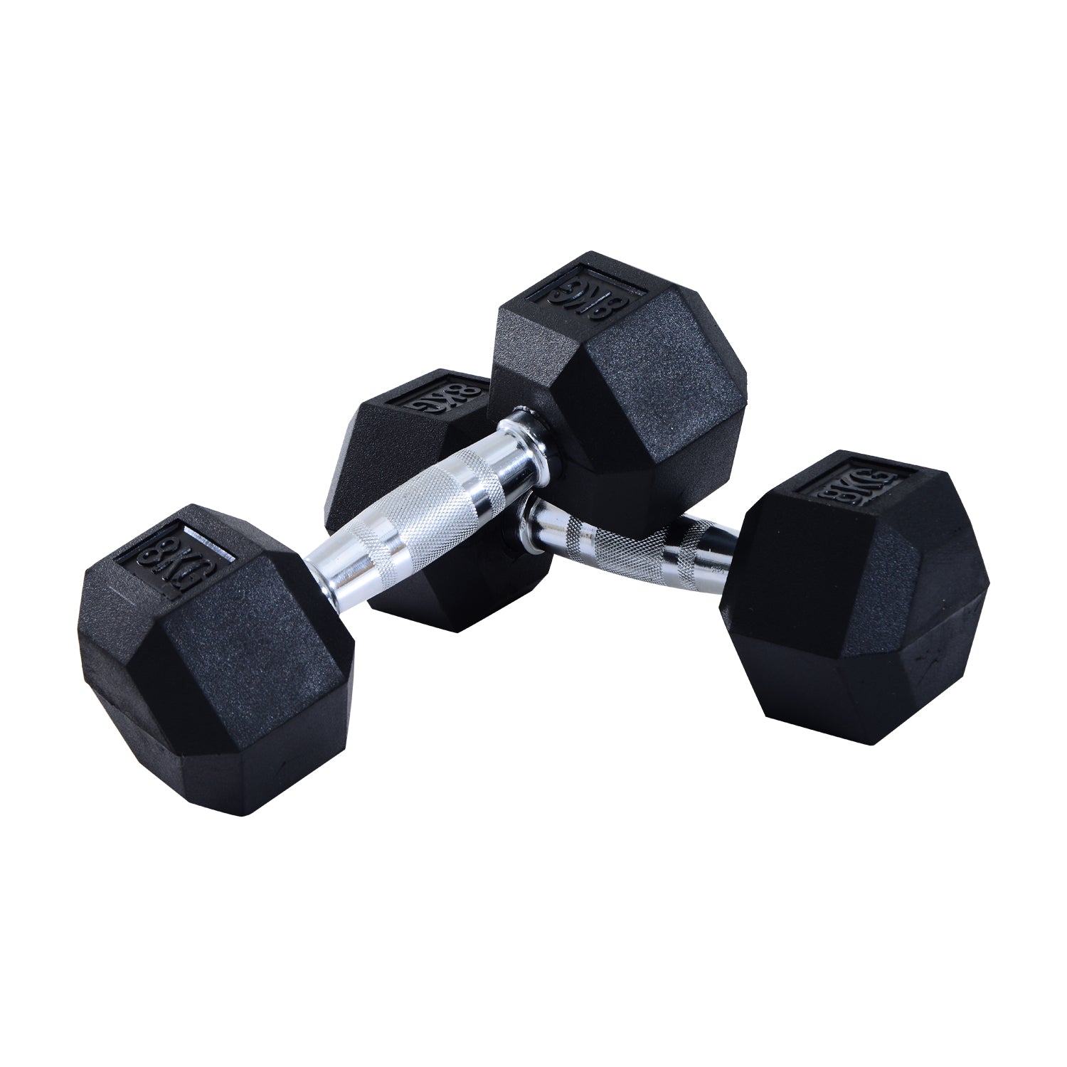 HOMCOM 2x8kg Hex Dumbbell Rubber Weights Sets Hexagonal Gym Fitness Lifting Home - North Peak Garden Furniture