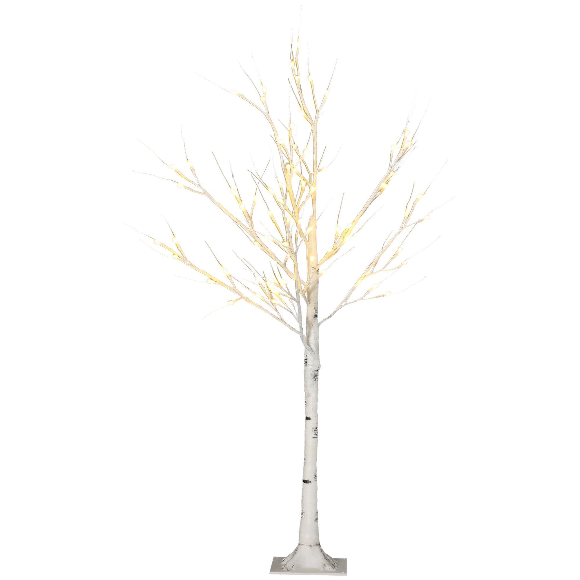 HOMCOM 4ft Artificial White Birch Tree Light with Warm White Pre-Lit LED Light for Indoor and Covered Outdoor Use - North Peak Garden Furniture