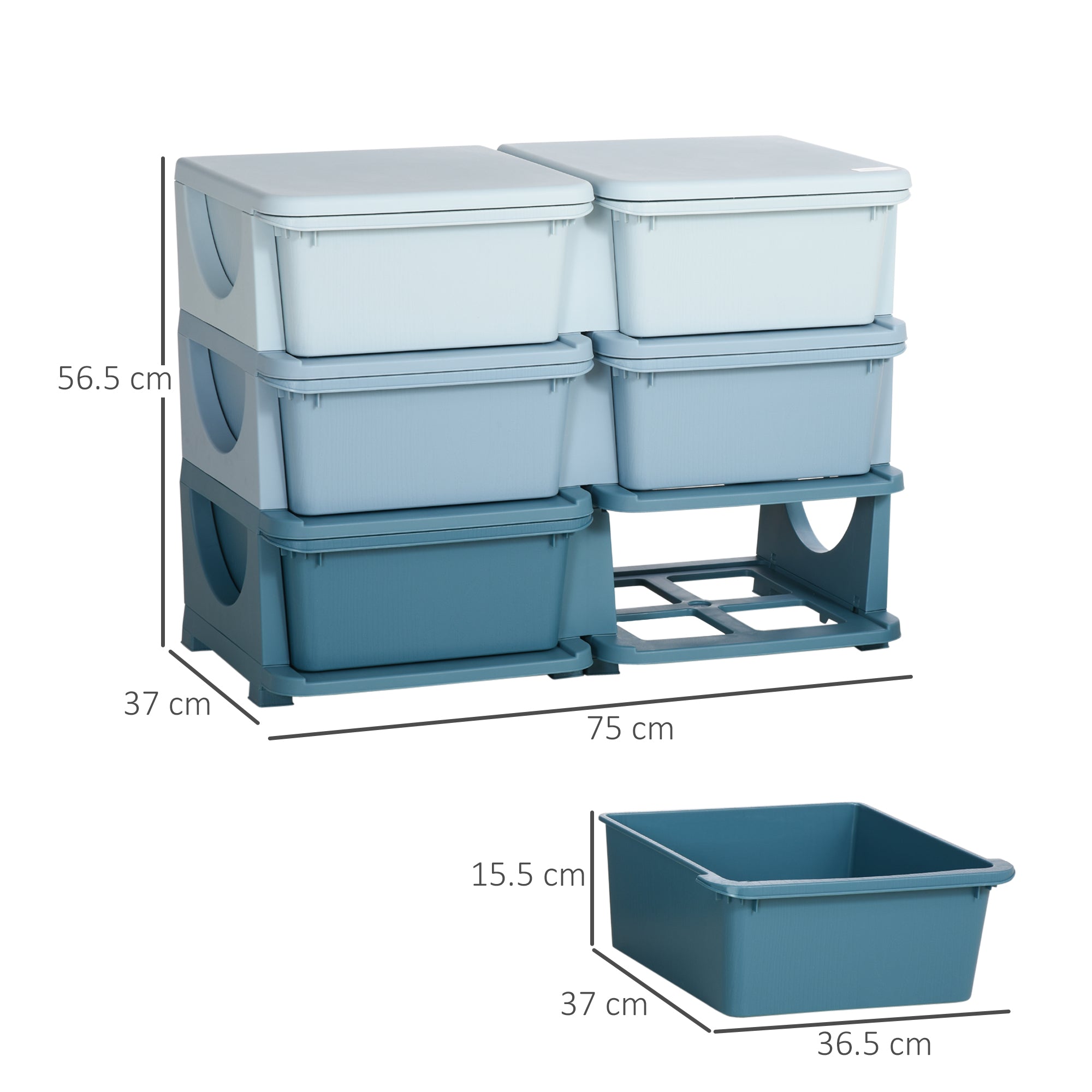 HOMCOM Kids Storage Unit, with Six Drawers - Blue - North Peak Garden Furniture