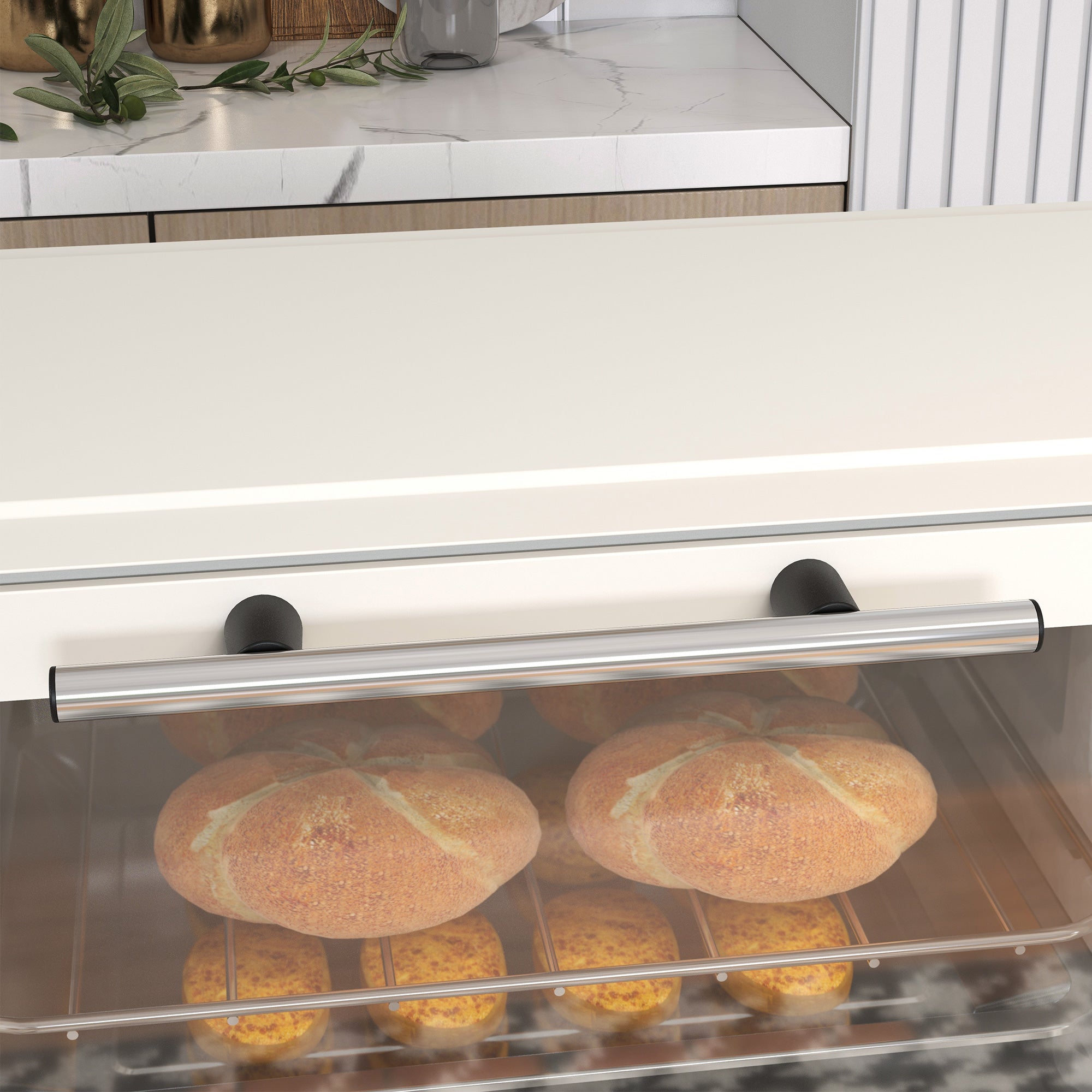 HOMCOM Mini Oven, 9L Countertop Electric Grill, Toaster Oven with Adjustable Temperature, Timer, Dishwasher Safe Baking Tray and Wire Rack, 750W, Cream - North Peak Garden Furniture