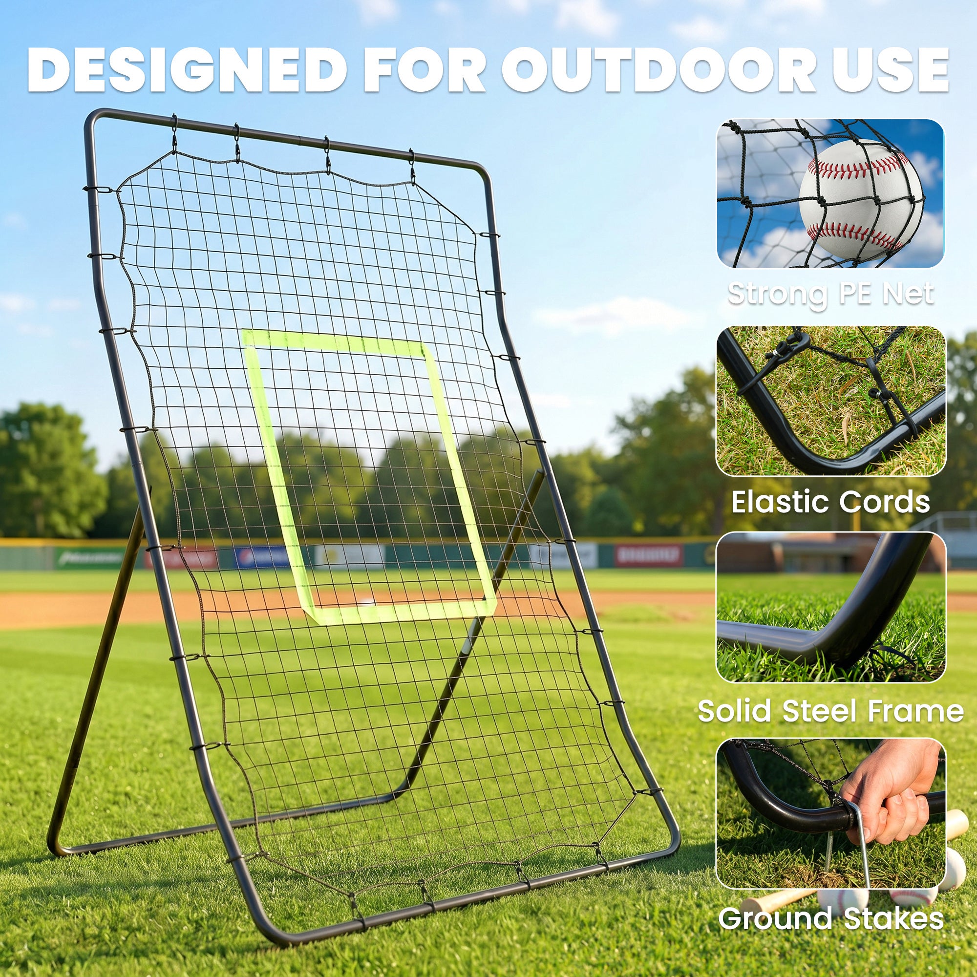 HOMCOM Baseball Rebounder Net Teens Adults Game Spot Softball Training Aid Practise Target Strike Shot Goal Play