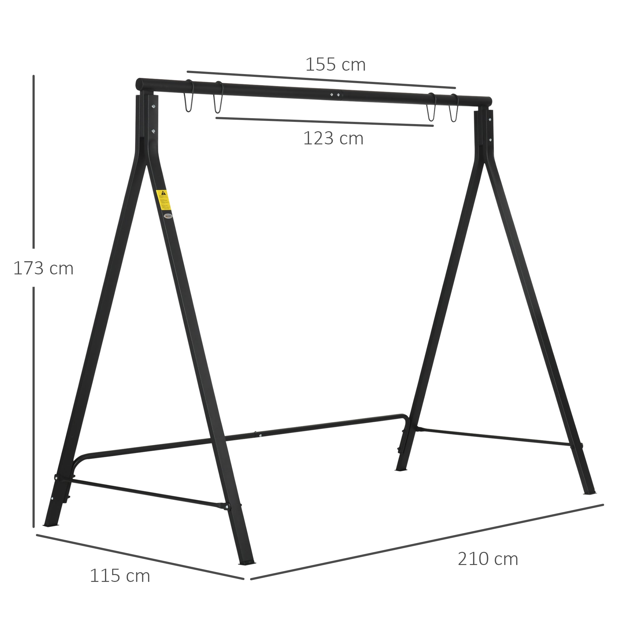 Outsunny Steel Frame Multi-Swing Seat Frame - Black