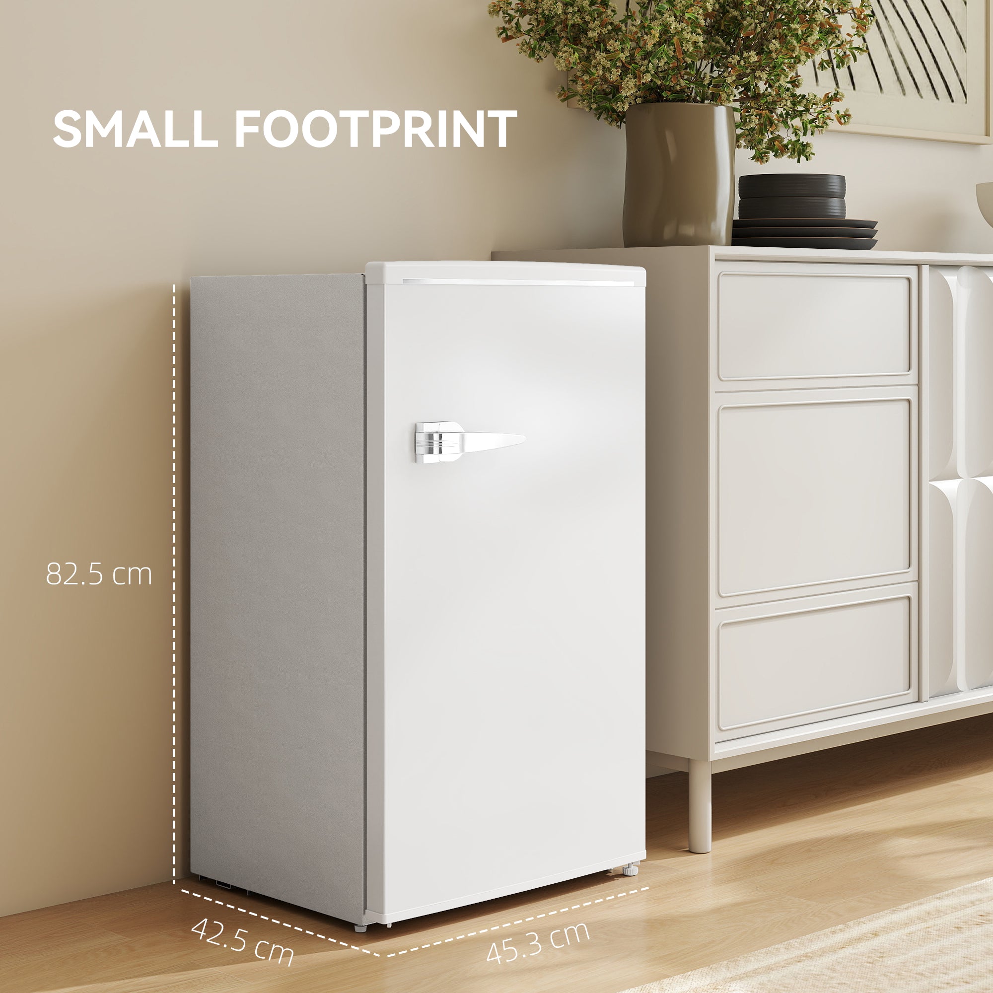 HOMCOM Under Counter Fridge, 85L Small Retro Refrigerator with Chiller Box, Adjustable Thermostat, Glass Shelves, White - North Peak Garden Furniture