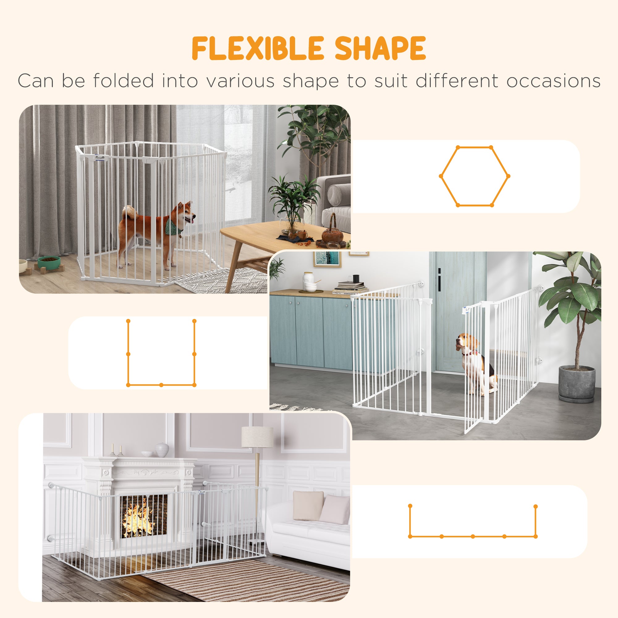 PawHut 6 Panels Foldable Dog Playpen, Puppy Pen Crate with Door - White - North Peak Garden Furniture