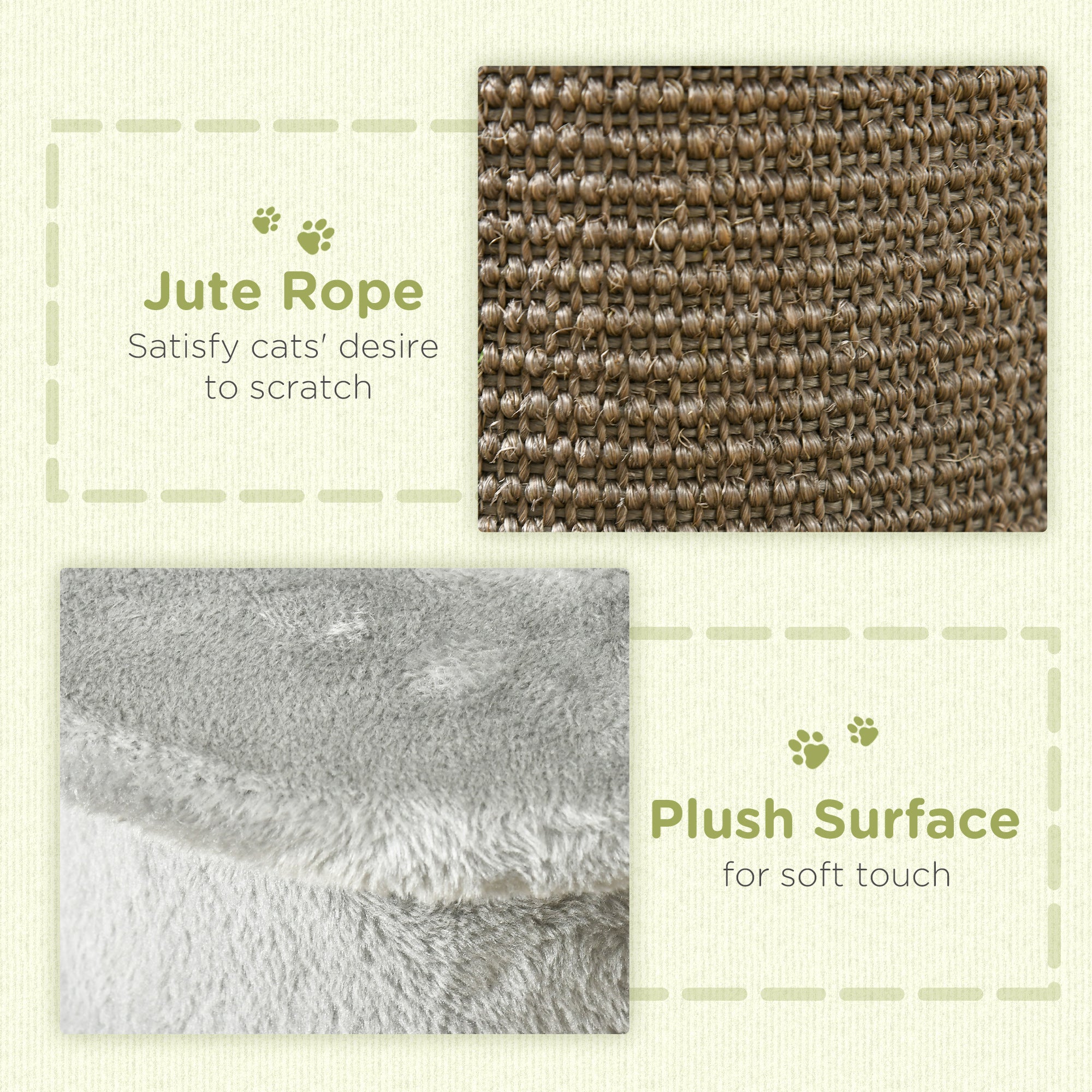 PawHut 58cm Cat Scratching Post, with Covered Plush, Play Balls, for Corner Walls - Grey - North Peak Garden Furniture