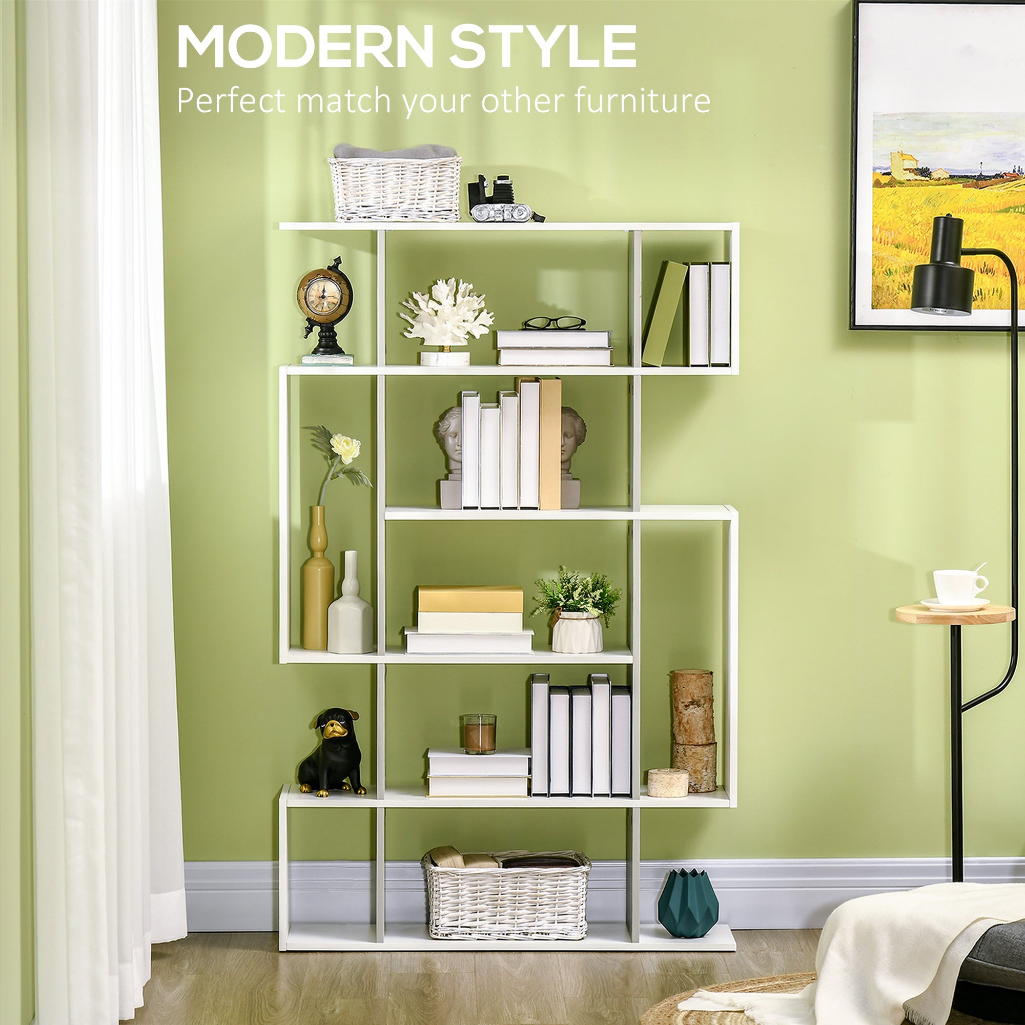 HOMCOM 5-Tier Bookshelf, Modern Bookcase with 13 Open Shelves, Freestanding Decorative Storage Shelving for Home Office and Study, White - North Peak Garden Furniture