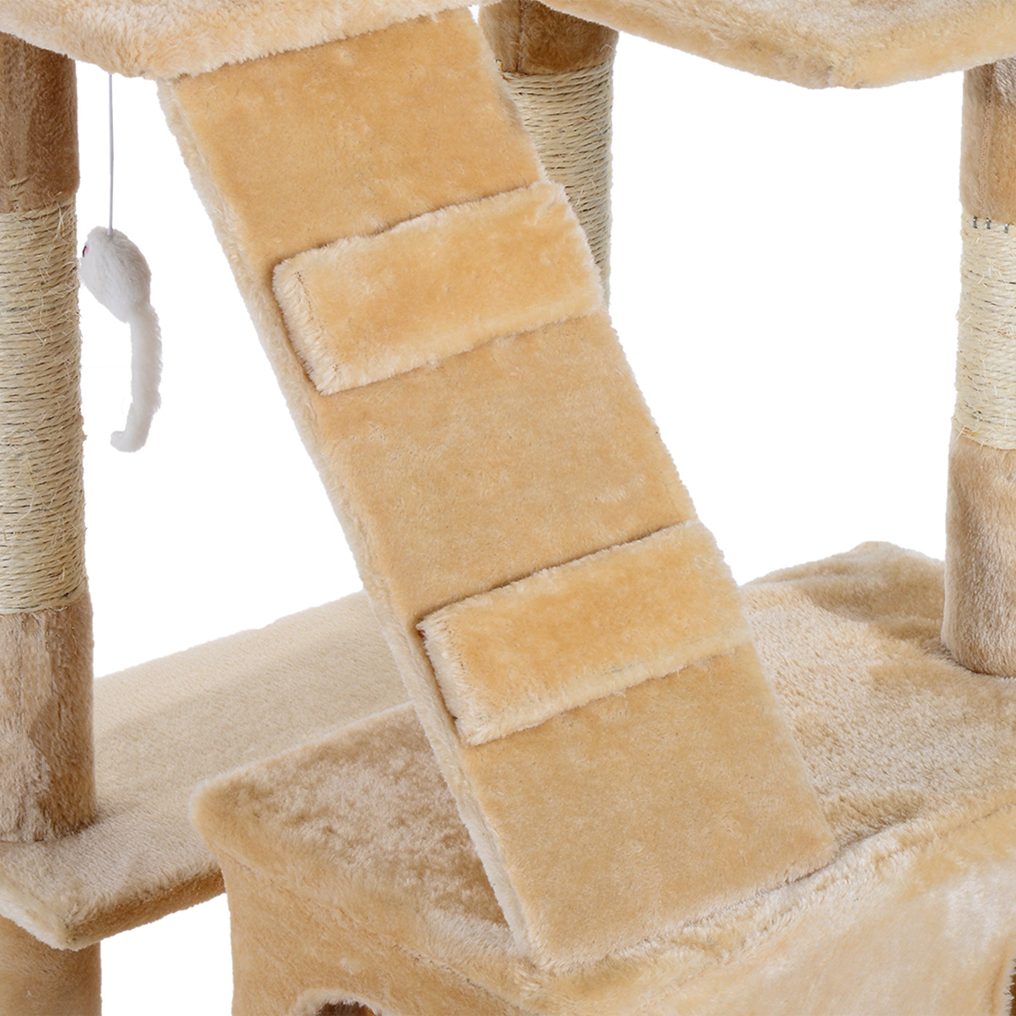 PawHut Deluxe Cat Tree, Kitten Scratching Post, Climbing Tower Activity Centre, Plush, Cream